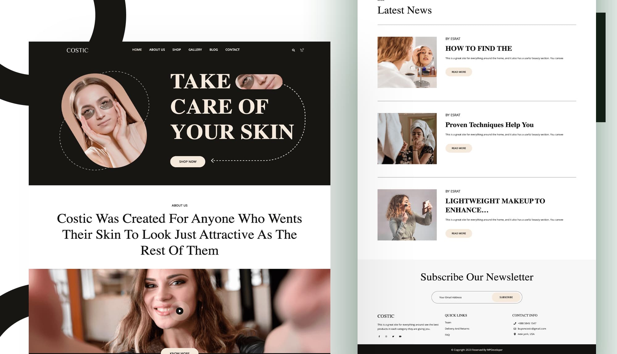 Costic - Cosmetic Shop Website For Gutenberg Banner