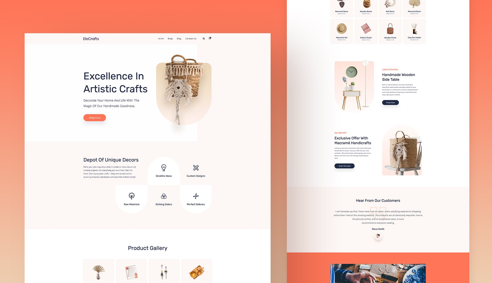 EleCrafts - Craft Store Website For Gutenberg Banner