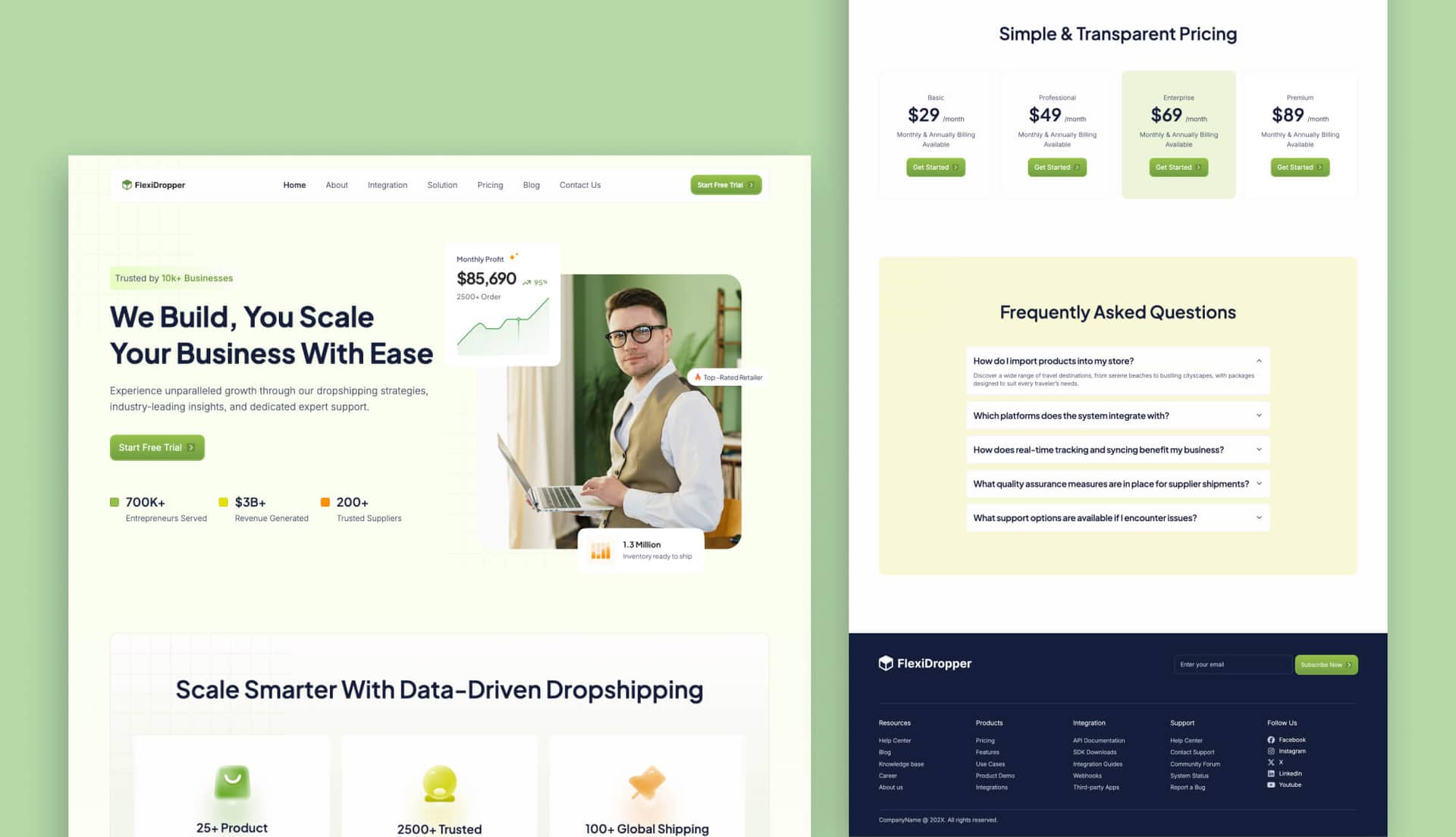 FlexiDropper - Gutenberg Website for Dropshipping Agency Banner By Templately