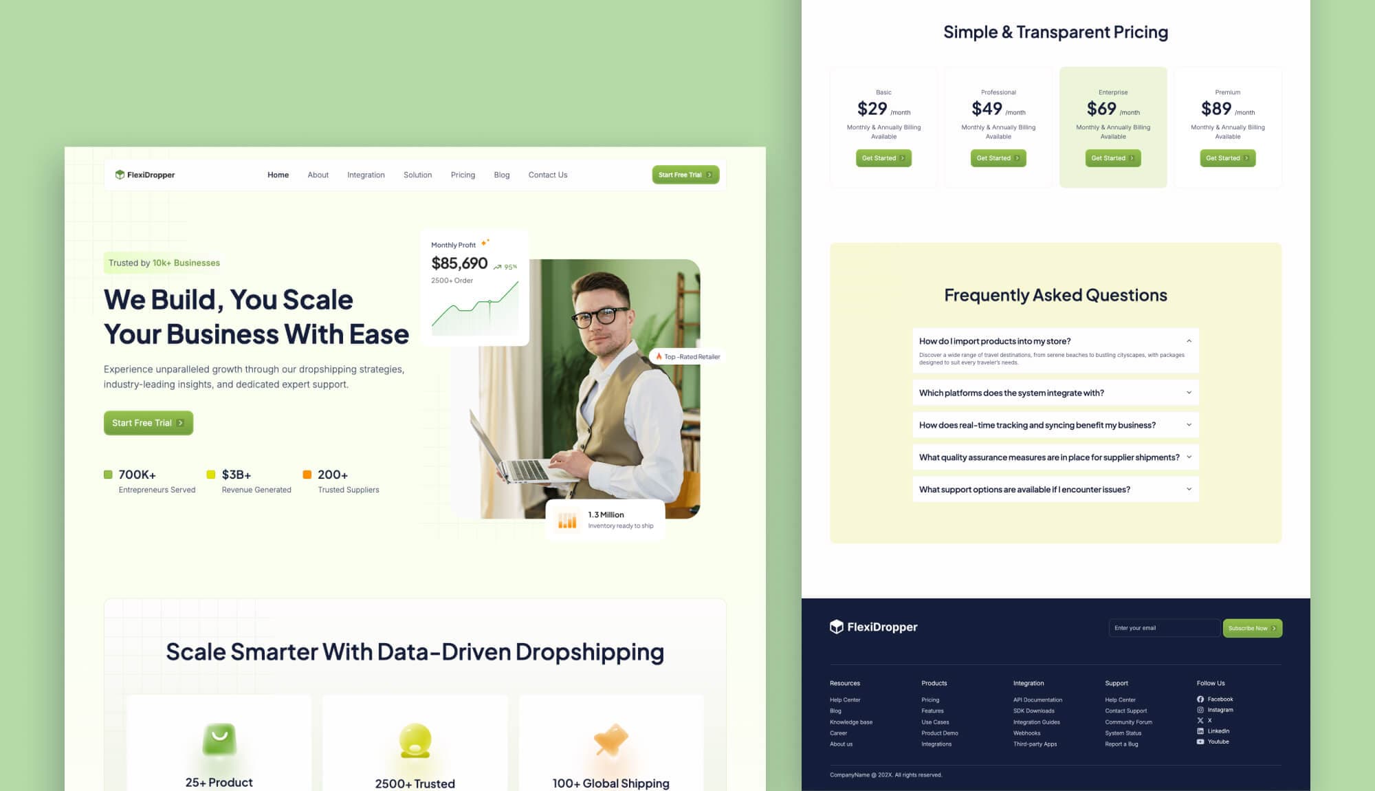 FlexiDropper - Gutenberg Website for Dropshipping Agency Banner
