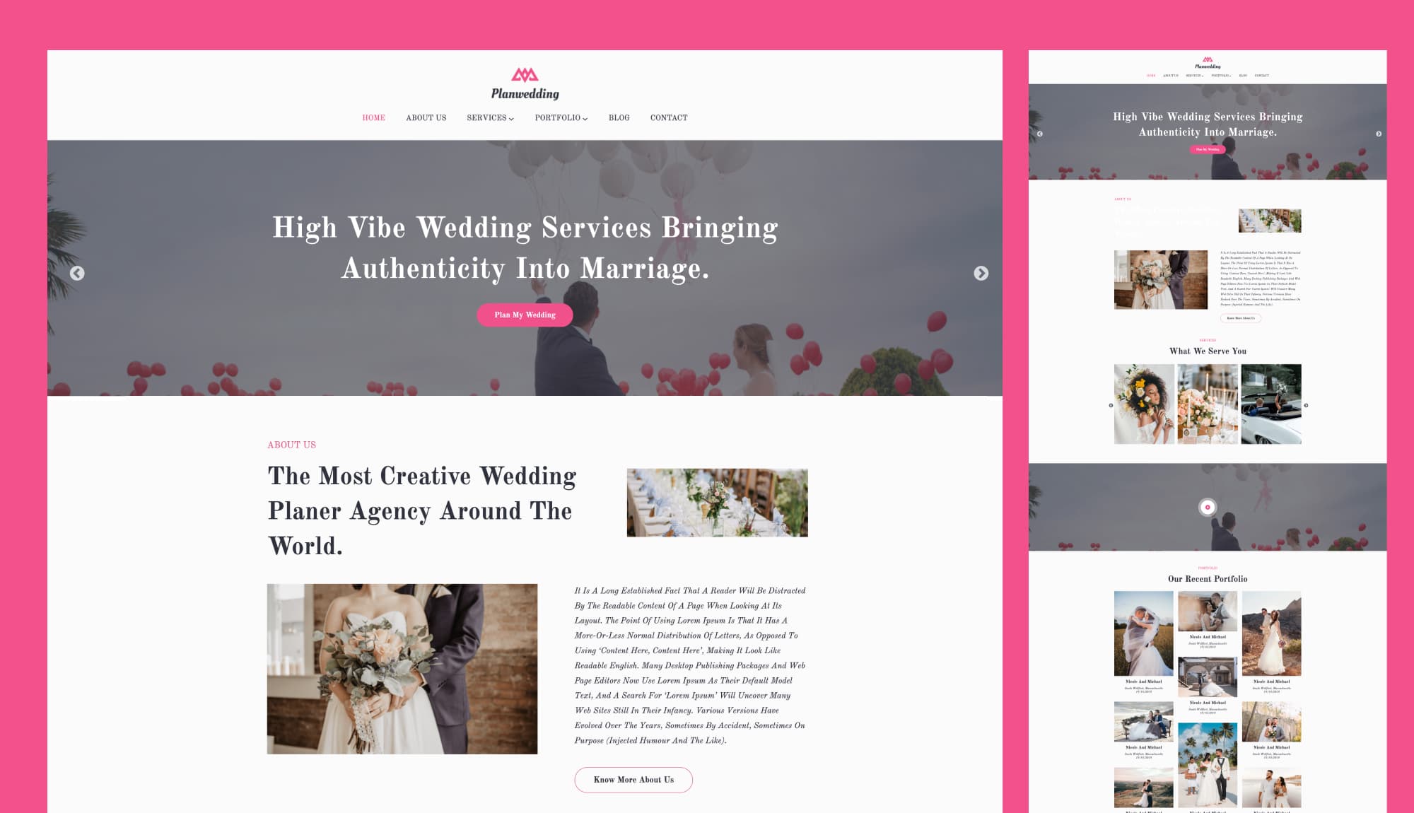 Planwedding - Gutenberg Wedding Planner Website Template Banner