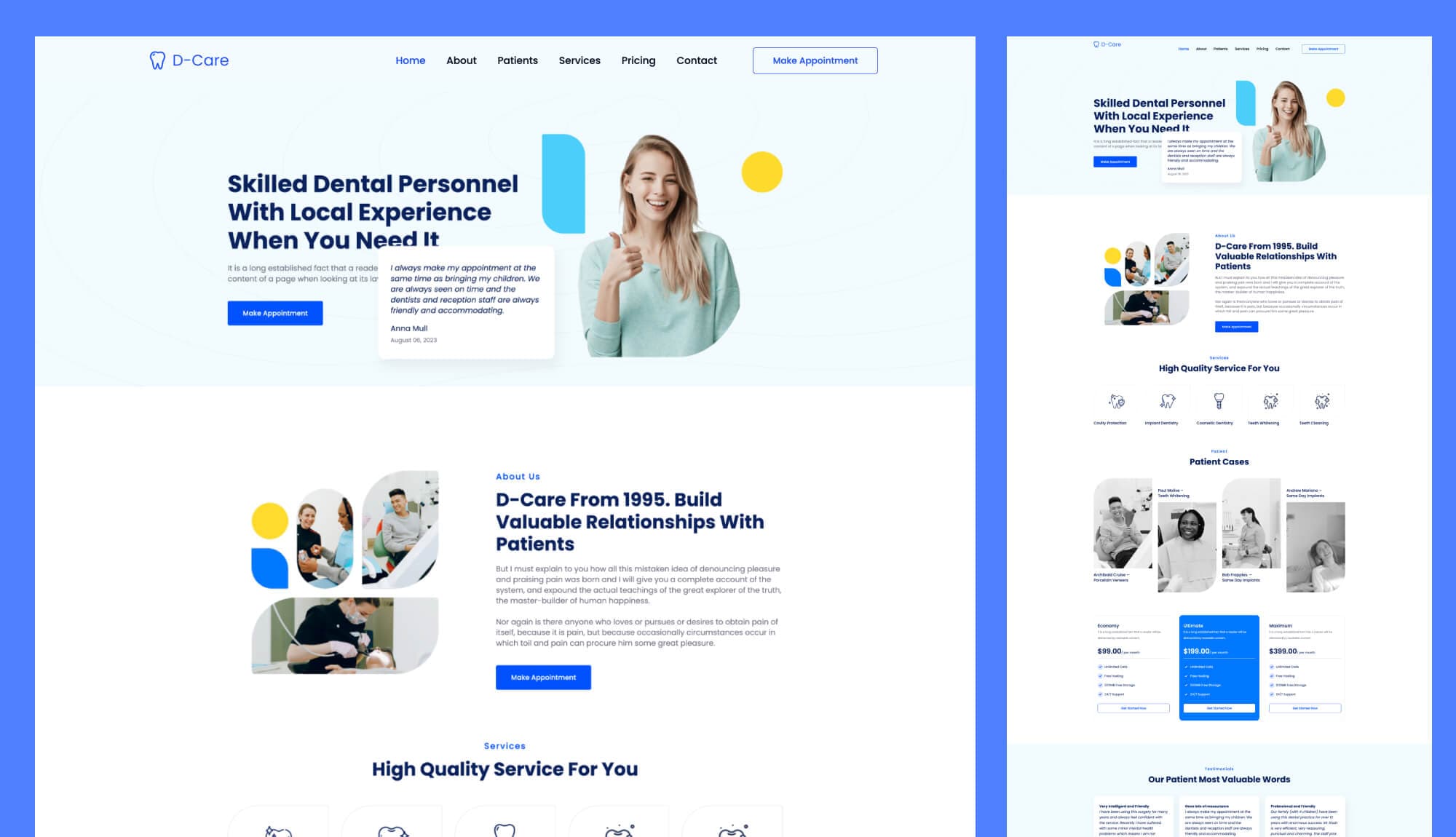 D-Care - Dental Clinic Website Template For Gutenberg Banner