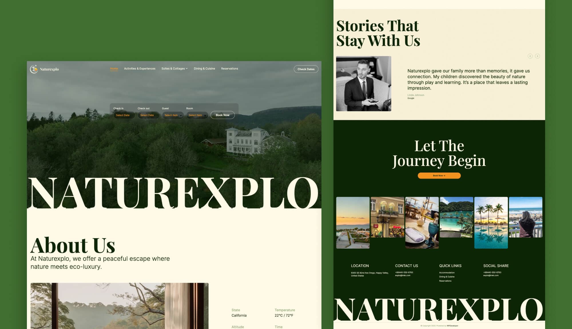 Naturexplo - Eco-resort Template for Gutenberg Banner By Templately