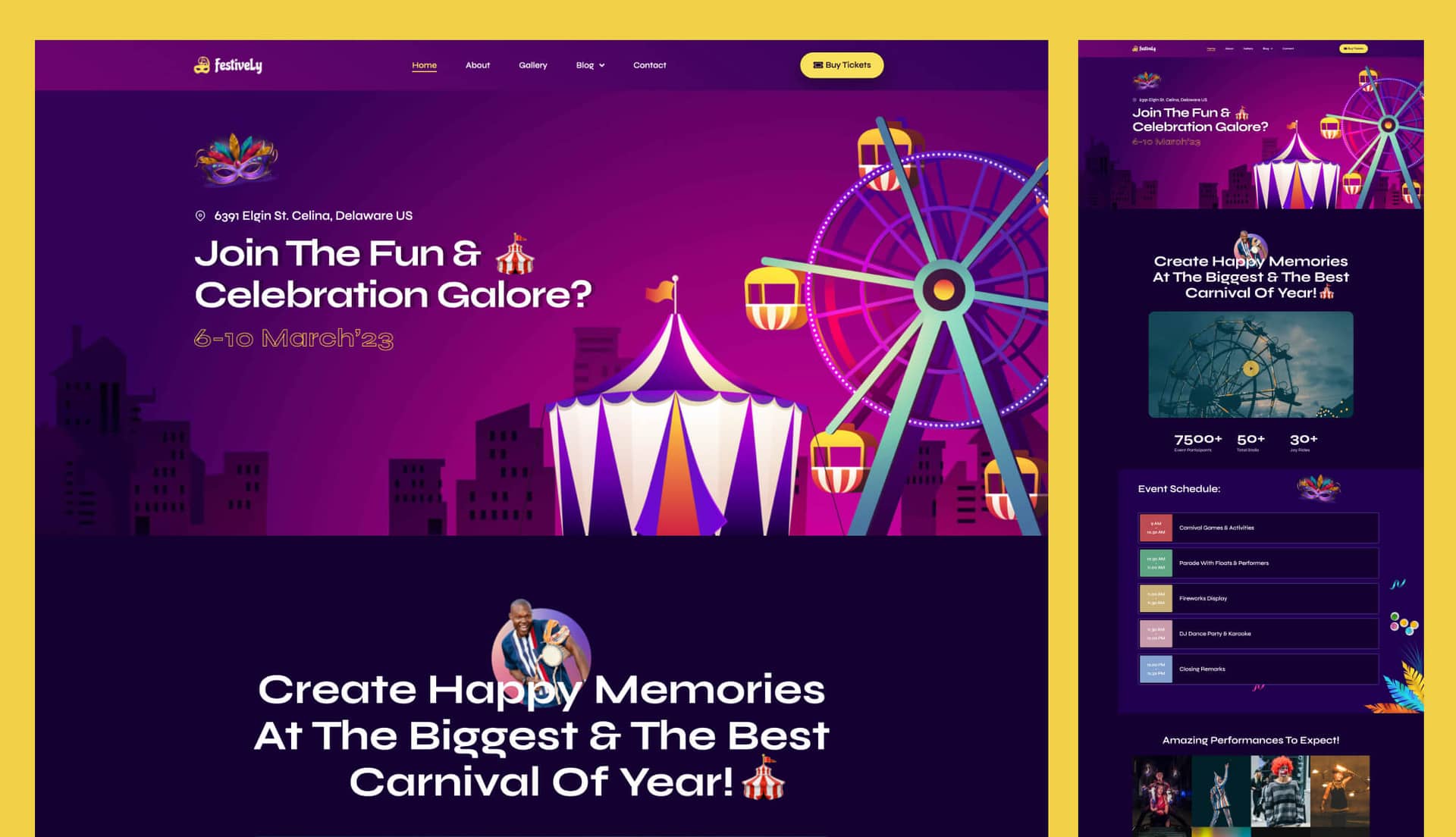 FestiveLy - Carnival Template For Elementor Banner By Templately