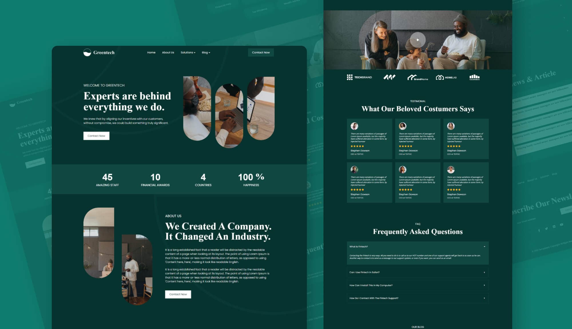 Greentech - Fintech Startup Website Template Banner