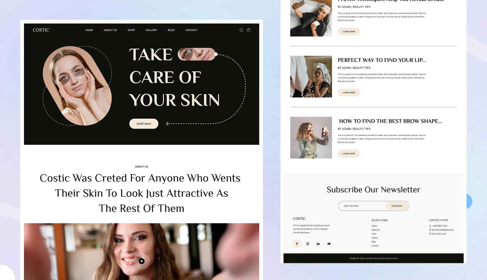 Costic - Cosmetic Shop Website Template Banner