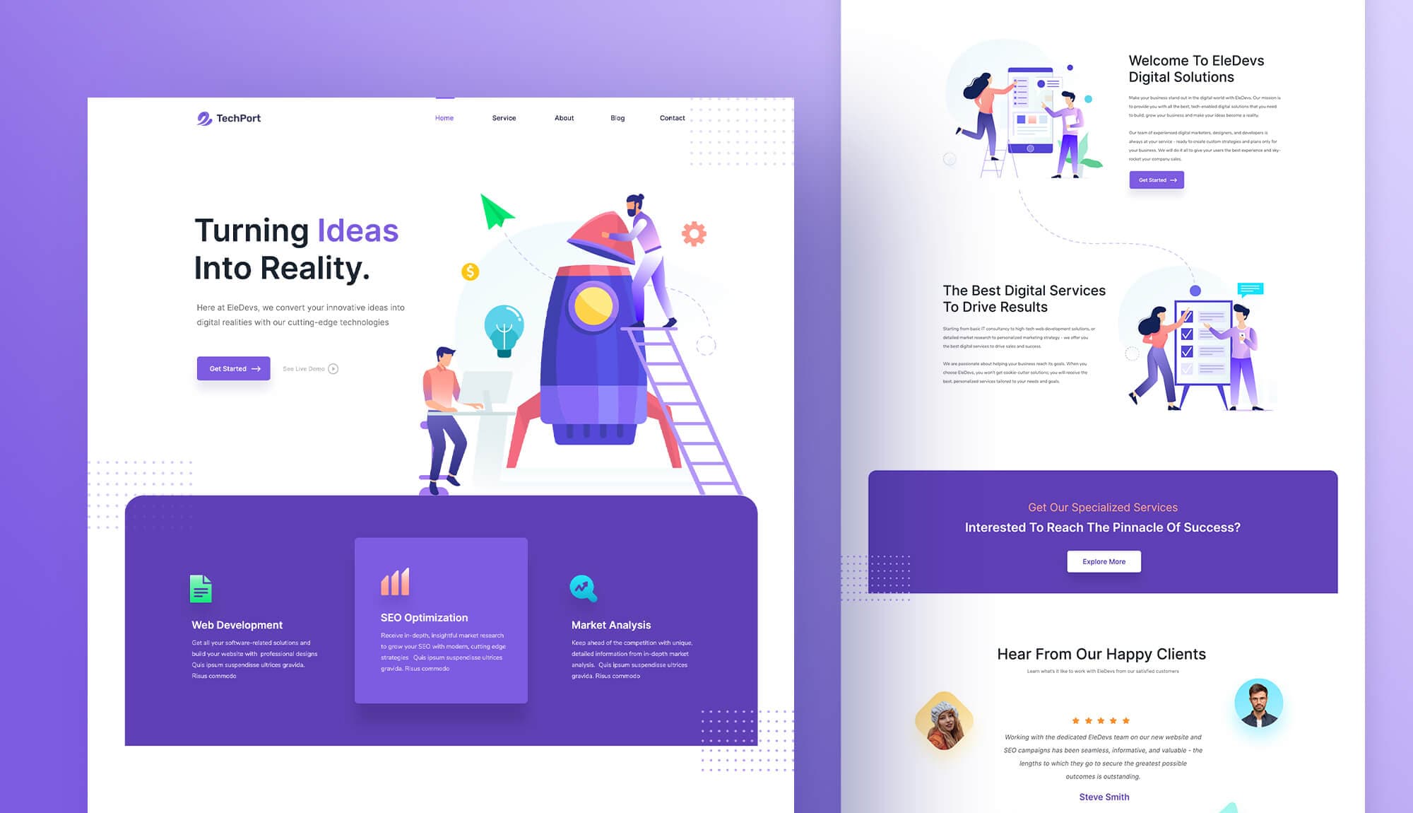 TechPort - Digital Startup Website Template Banner