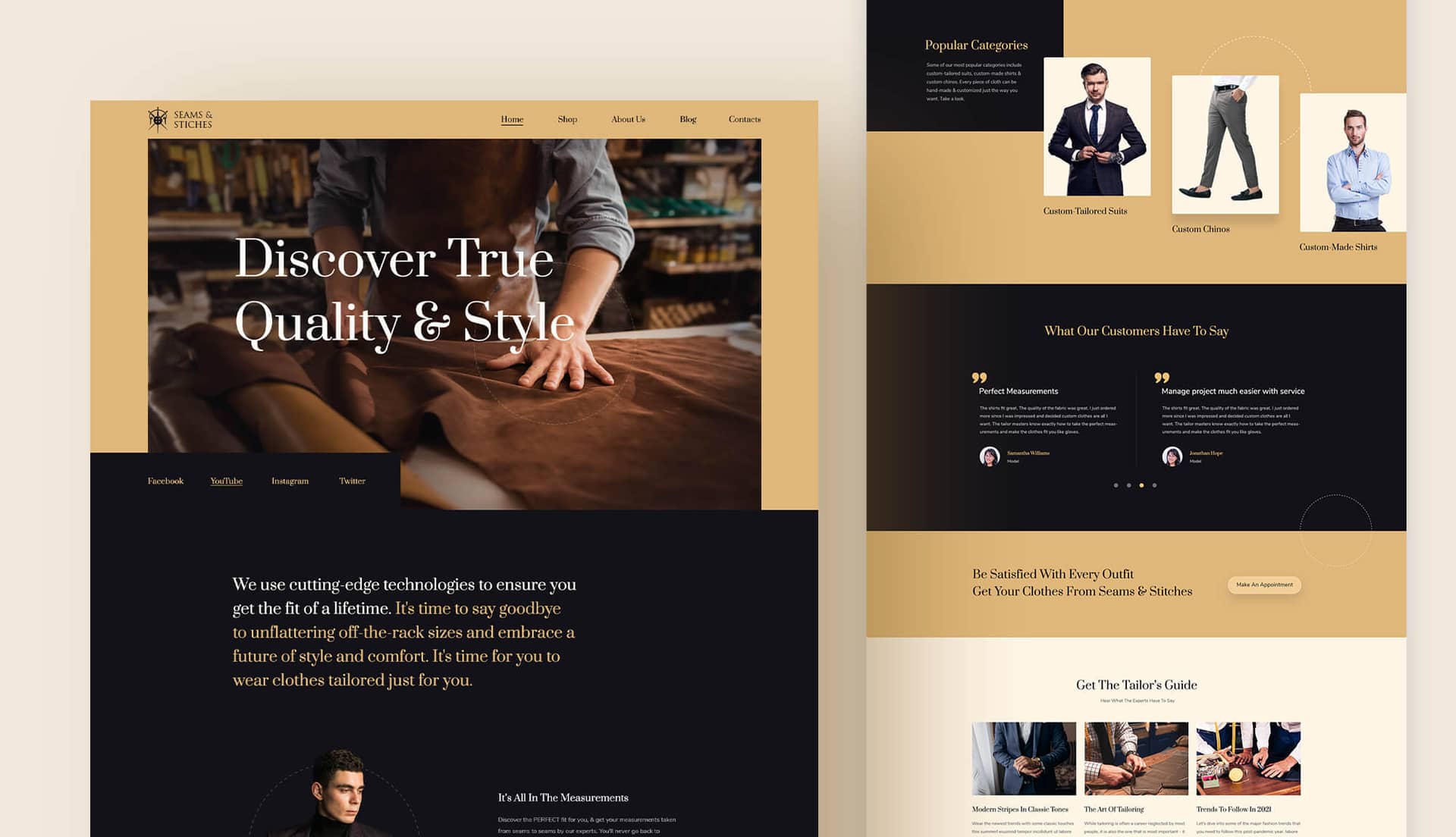 Seams & Stitches - Tailor Shop Website Template Banner By Templately