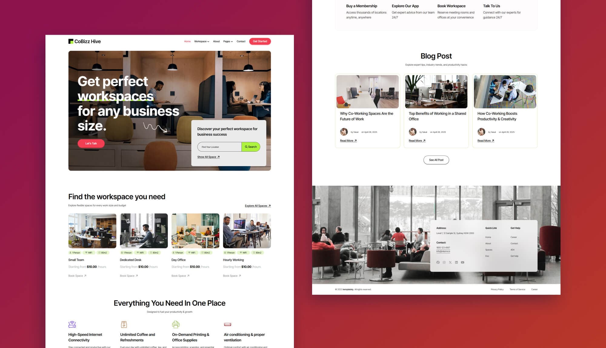 Cobizz Hive - Co Working Space Website Template for Gutenberg Banner