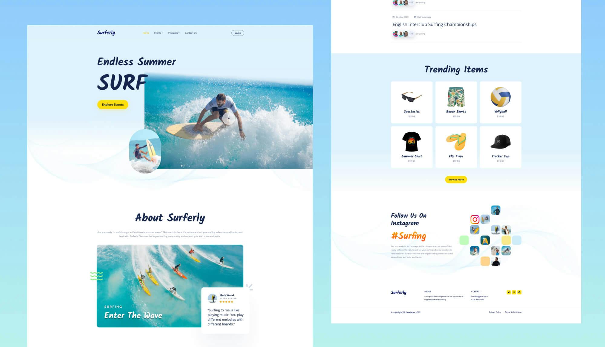 Surferly - Surfing Event Website Template Banner