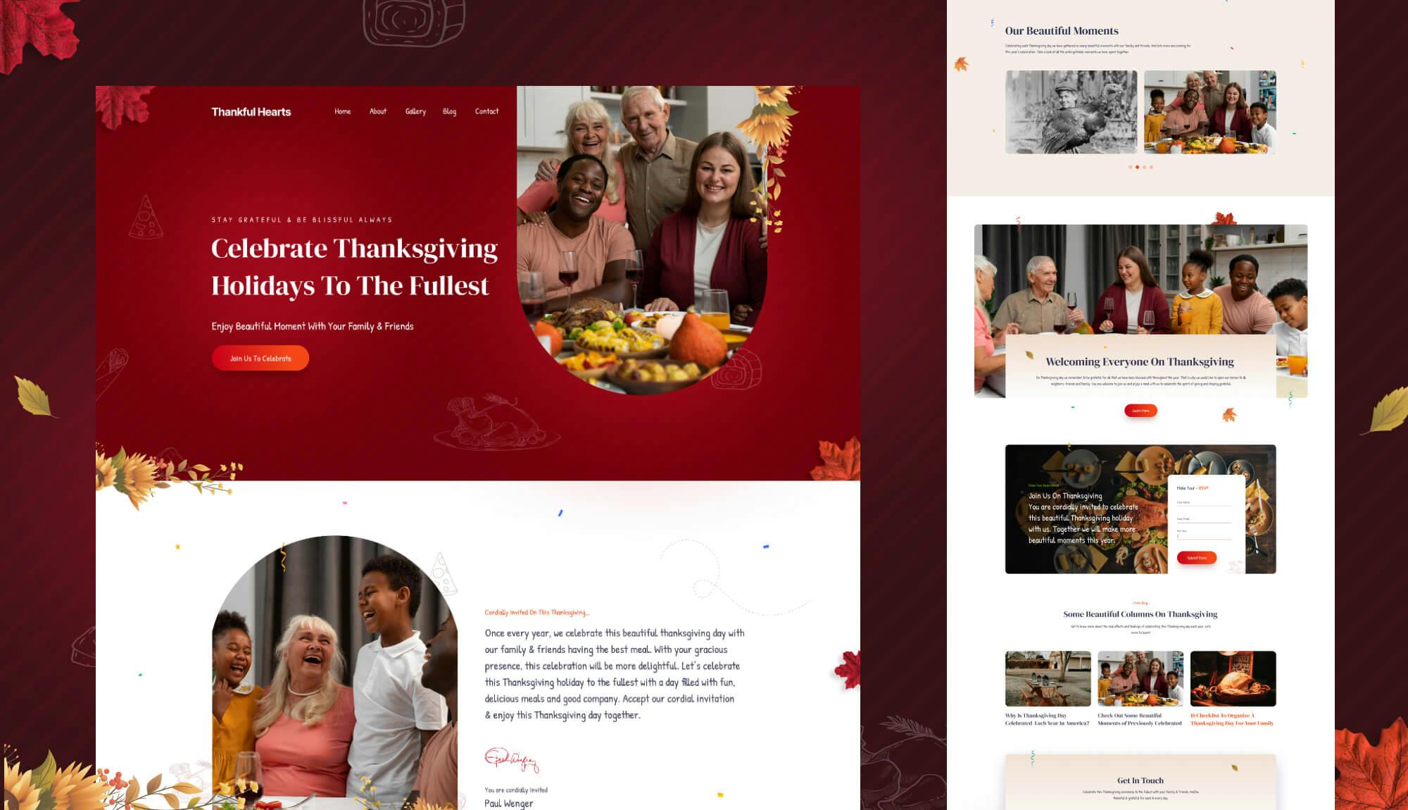 Thankful Hearts - Thanksgiving Website Template Banner