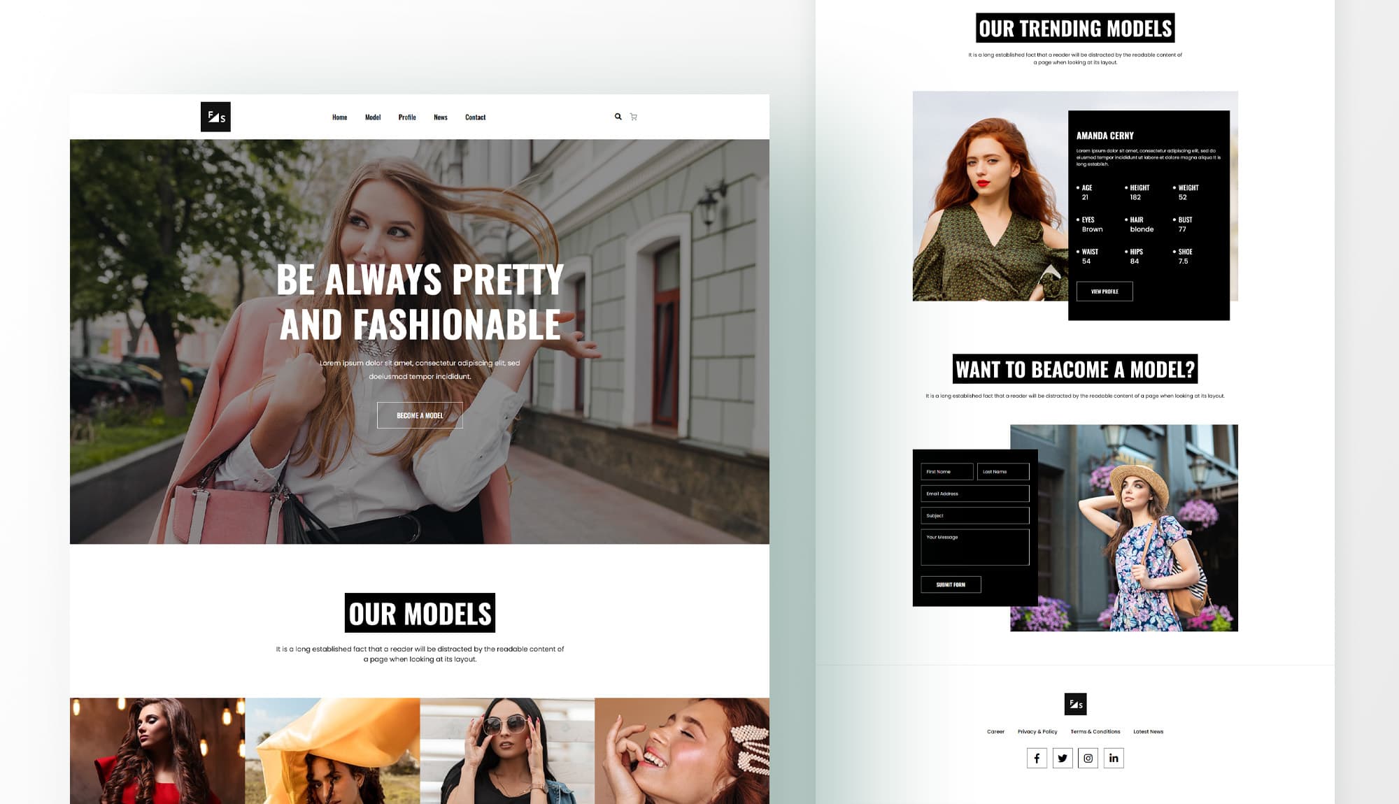 Fashion And Modeling Agency Website For Gutenberg Banner