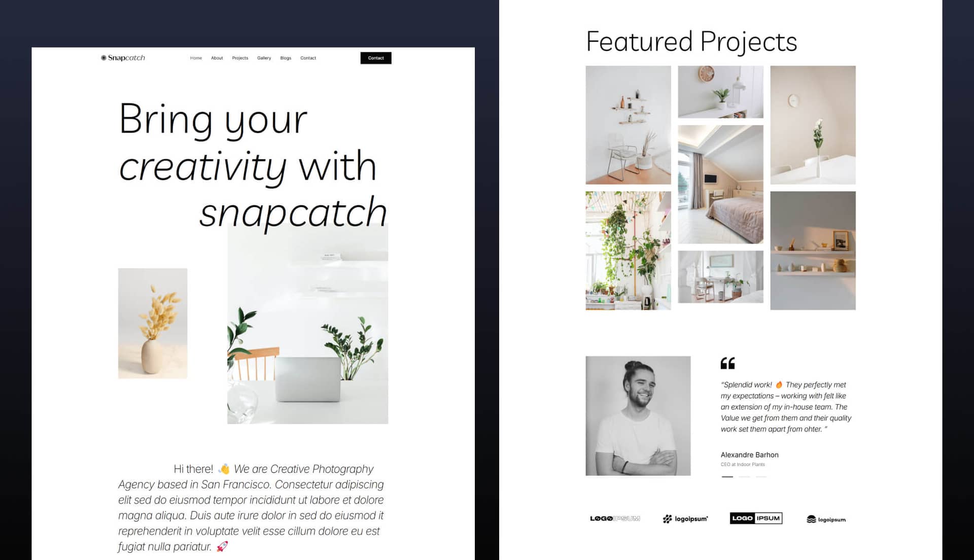 SnapCatch - Minimal Gutenberg Photography Website Banner By Templately