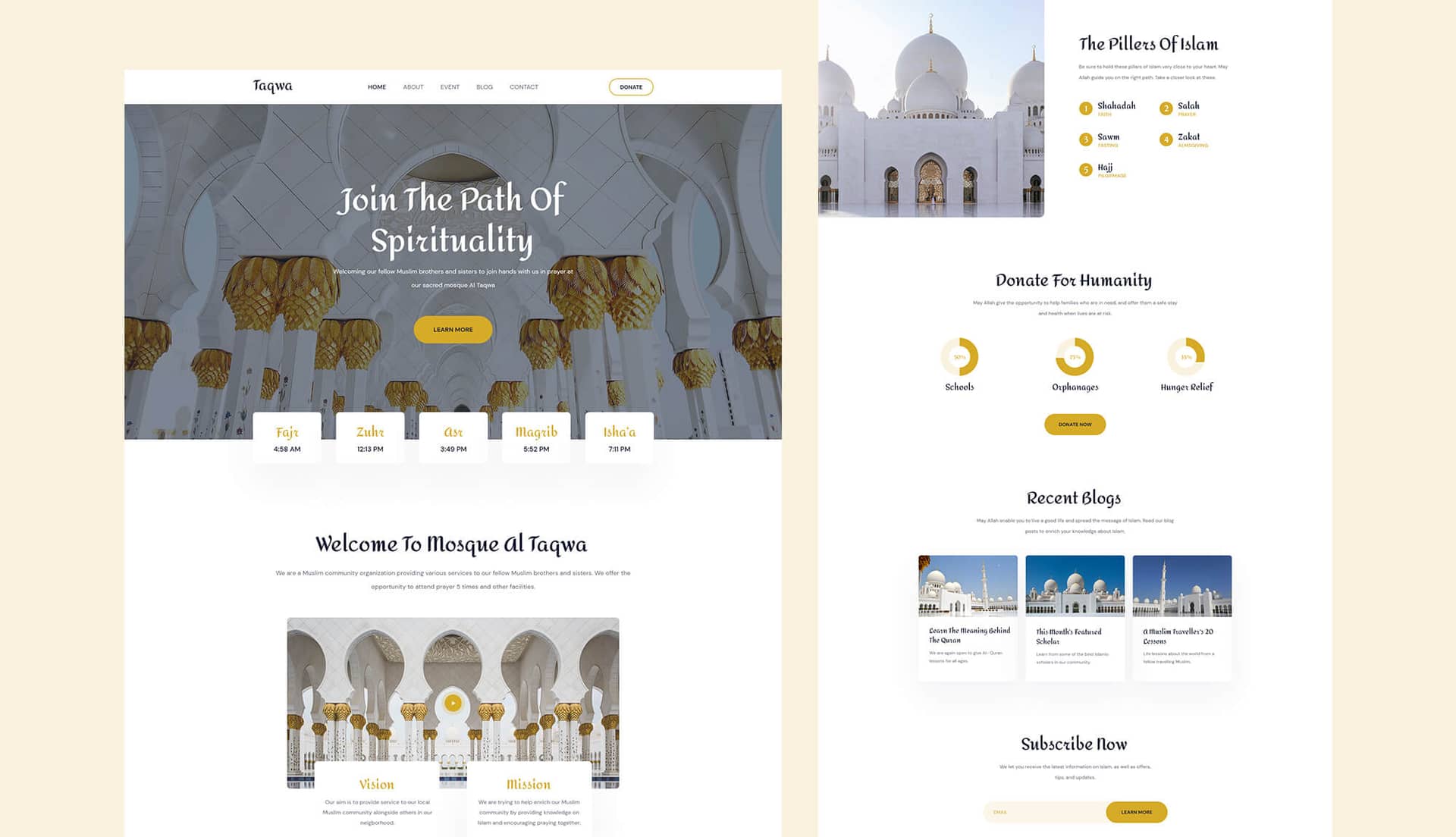 Taqwa - Mosque Website Template Banner By Templately