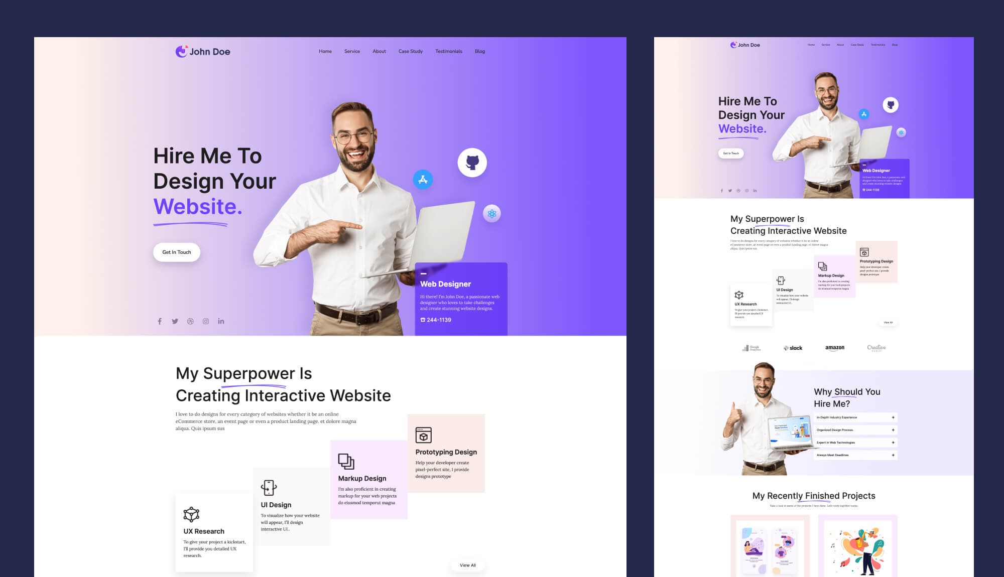John Doe - Personal Portfolio Template For Gutenberg Banner