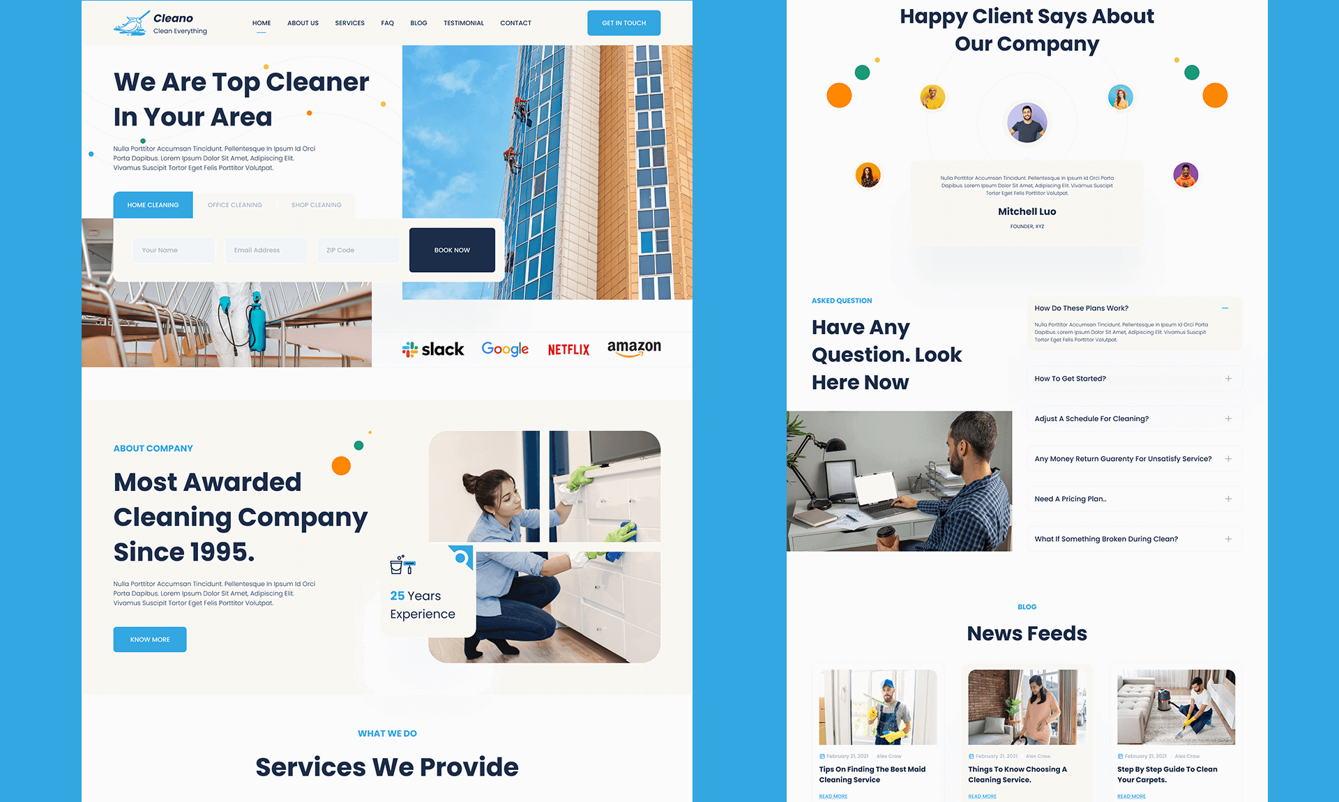 Cleano - Cleaning Service Website Template Banner
