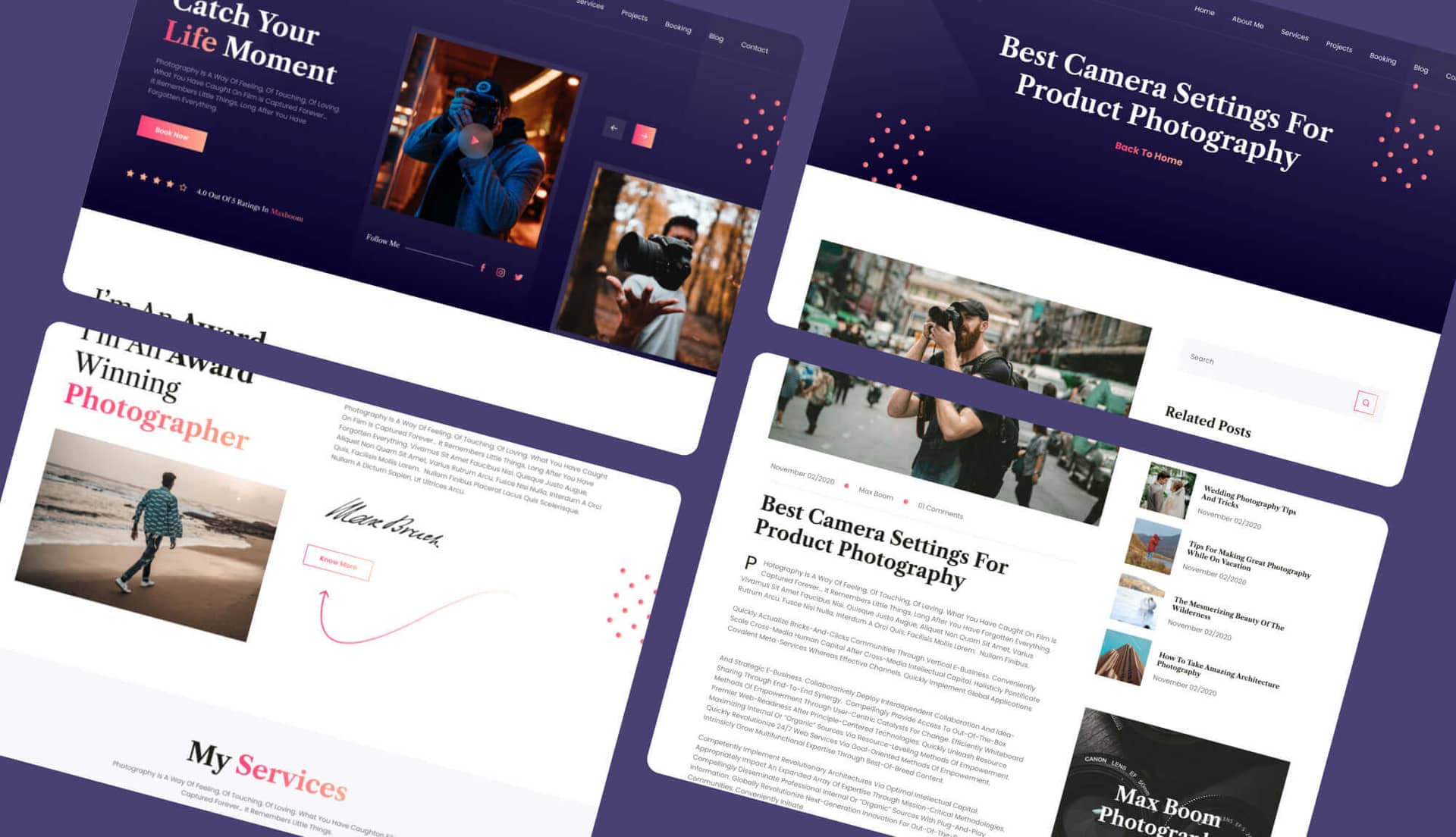 Max Boom - Freelance Photographer Portfolio Website Banner By Templately