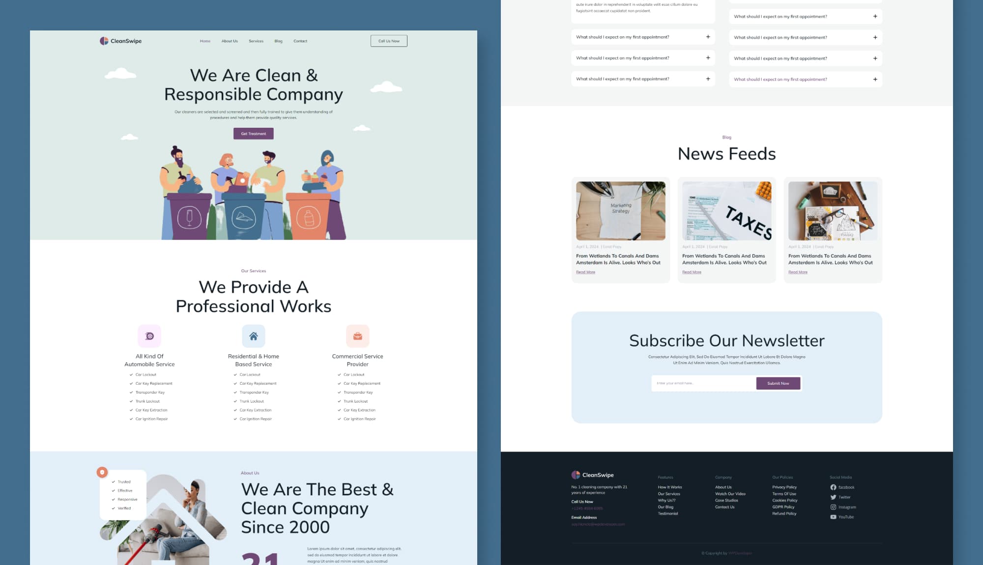 CleanSwipe: Cleaning Service Website Gutenberg Template Banner