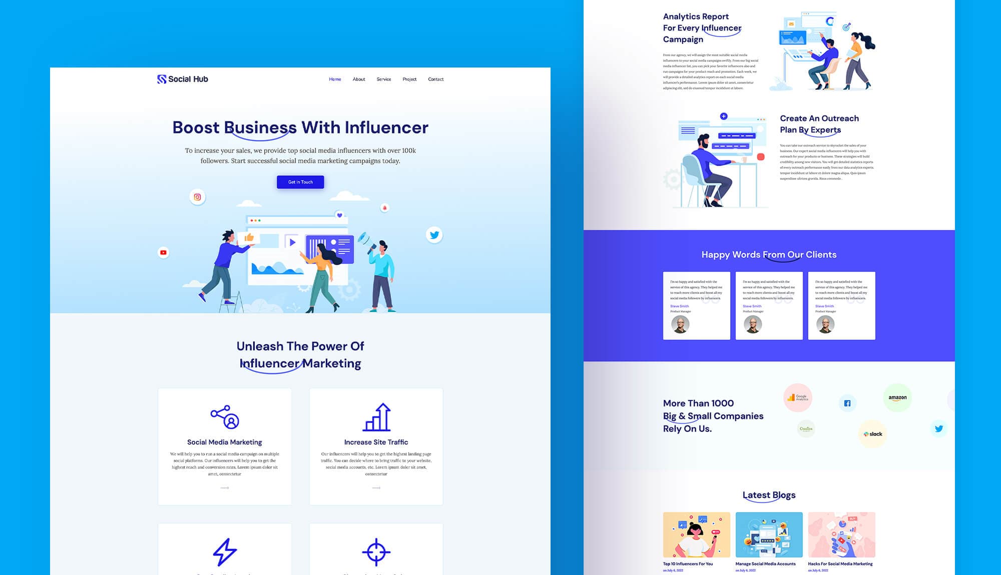 Social Hub - Influencer Marketing Agency Website For Gutenberg Banner