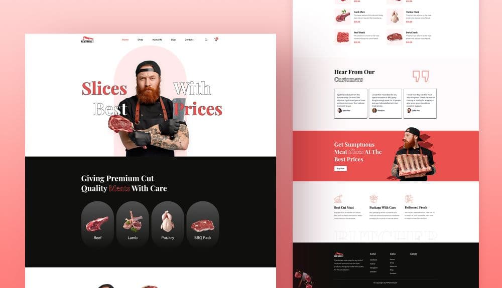 Meat Market - Butcher Shop Website For Gutenberg Banner