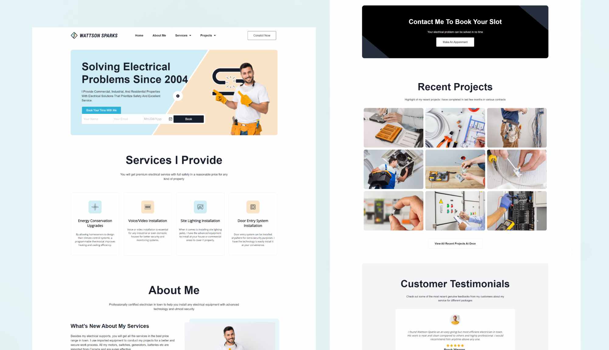 Wattson Sparks - Electrician Website Template Banner