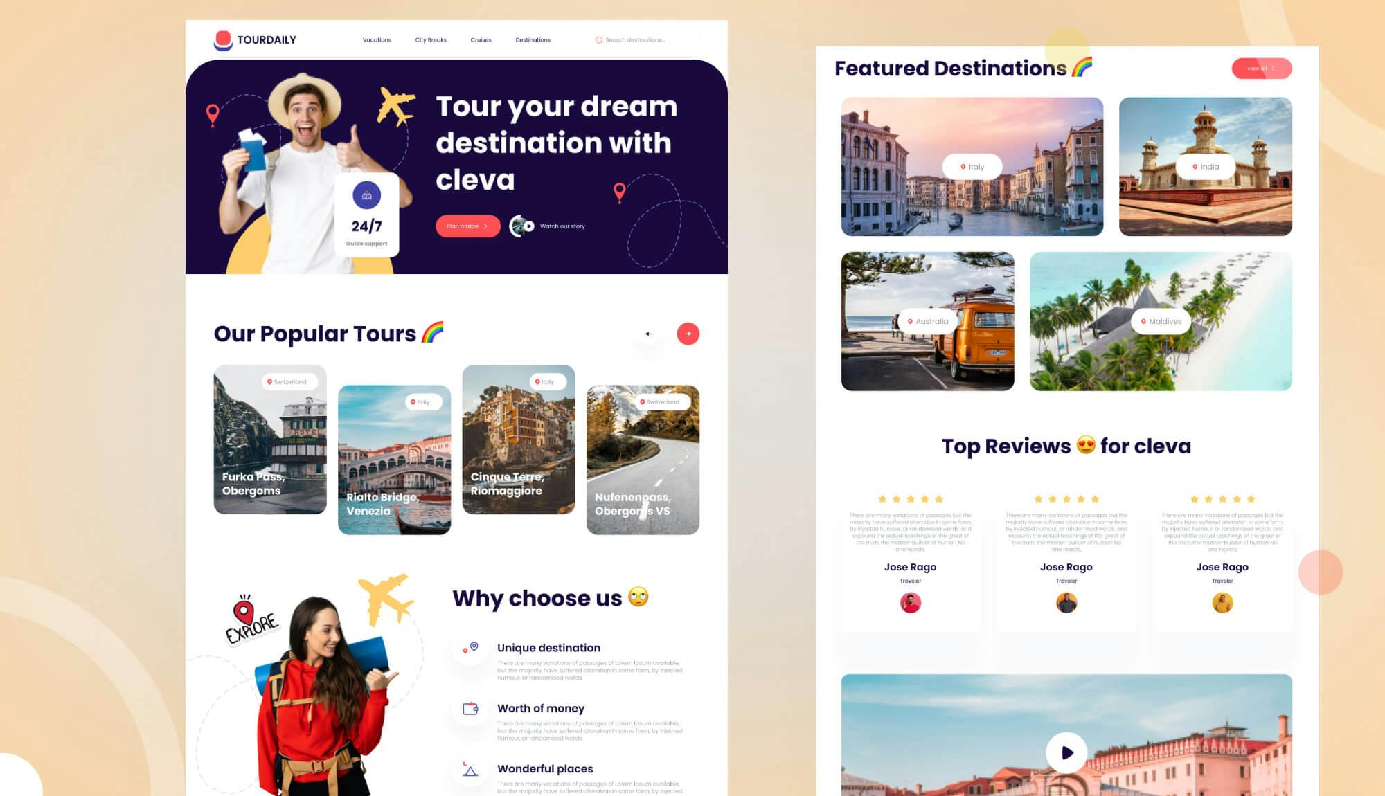 TourDaily - Travel Agency Website Banner