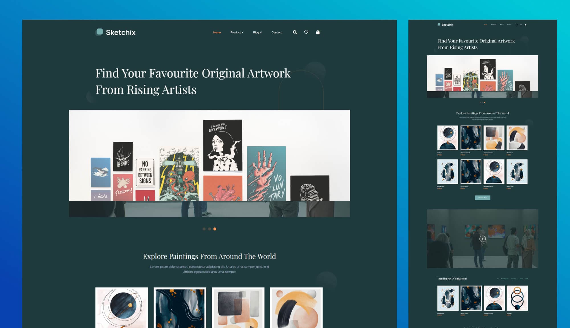 Sketchix- Digital Art Gallery Website Template Banner
