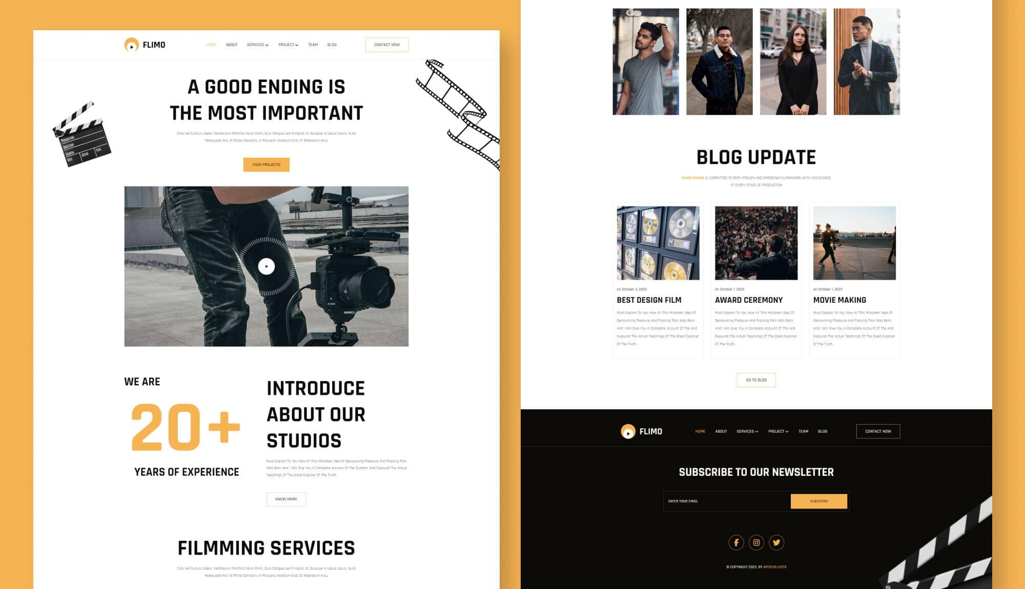 Flimo - Film Production House Gutenberg Website Template Banner