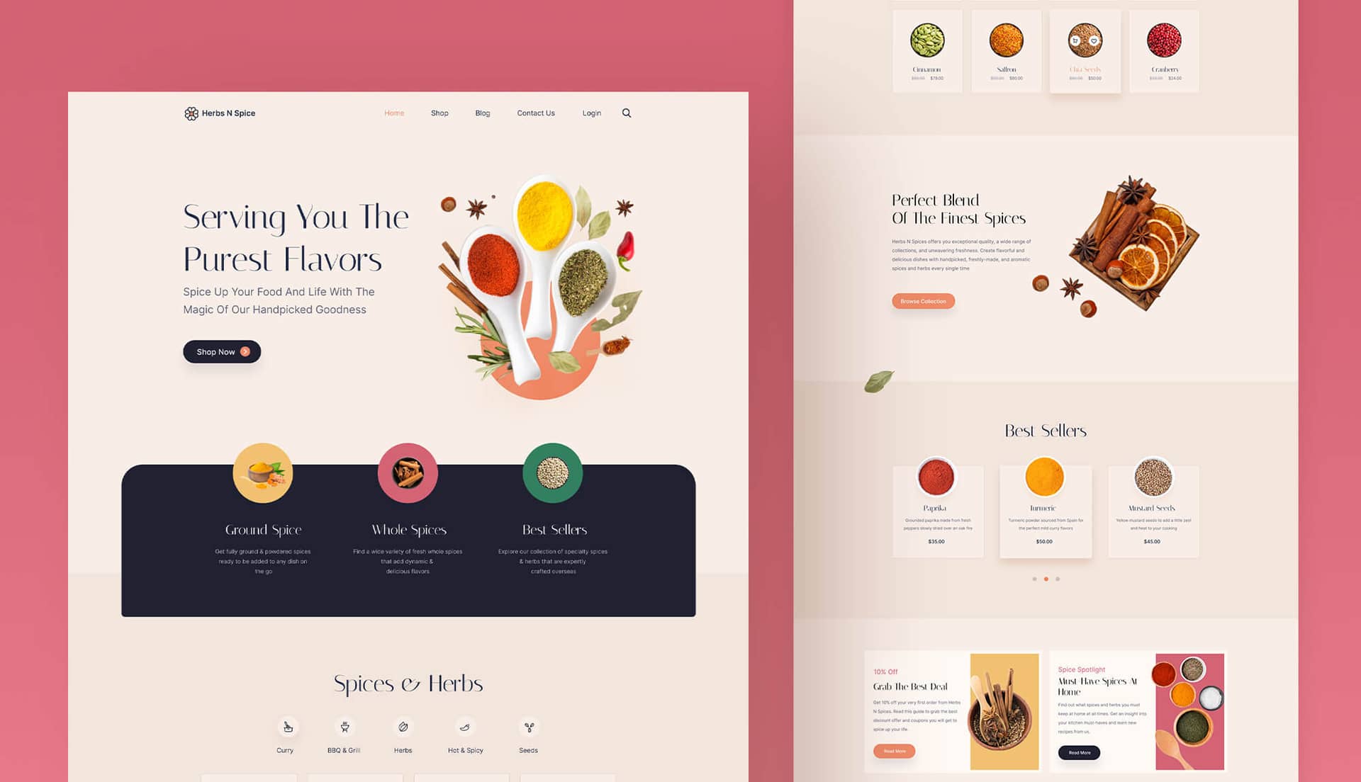 Herbs N Spice - Spice Shop Website Template Banner By Templately