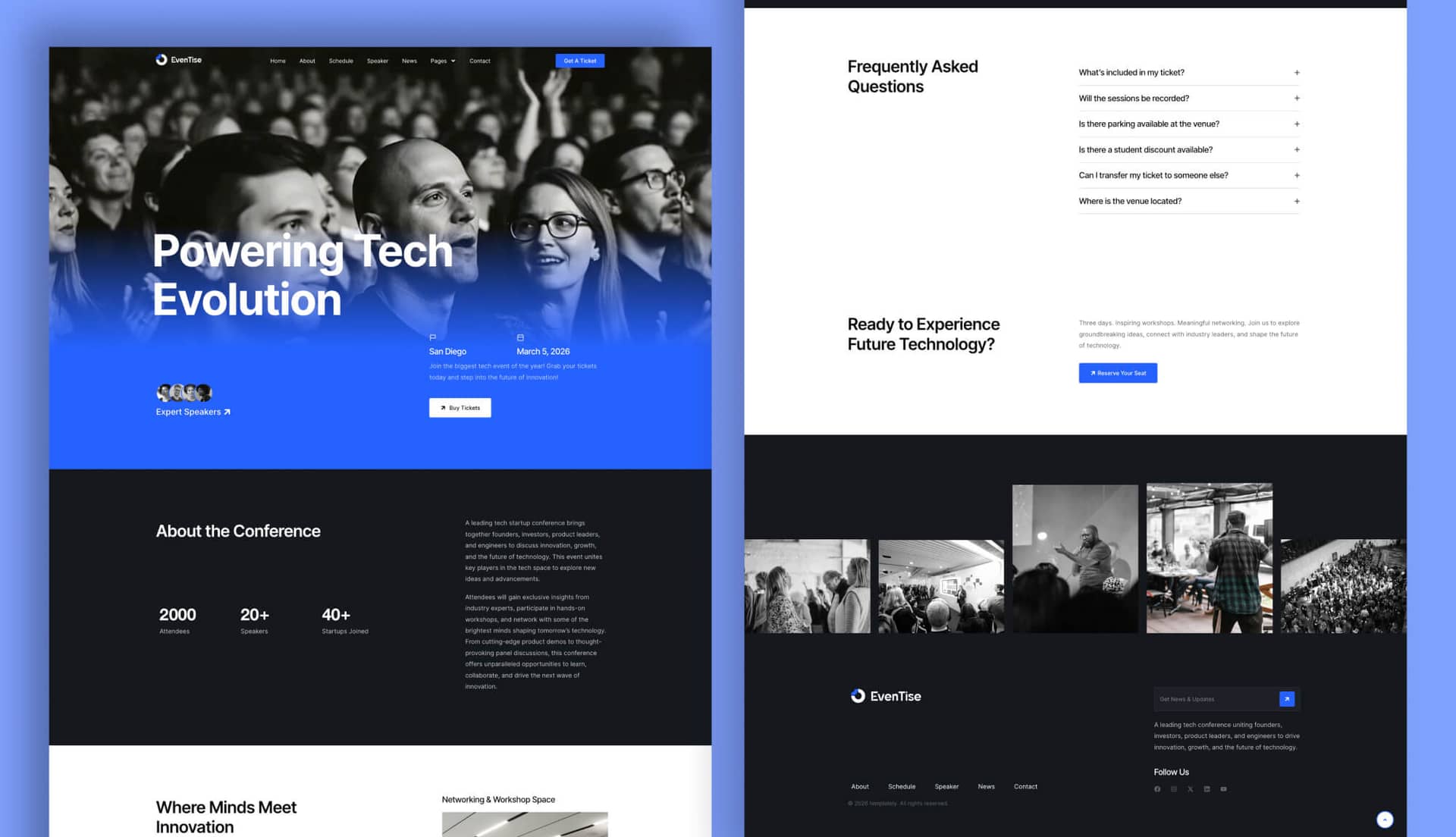 EvenTise - Event Website Template for Elementor Banner By Templately
