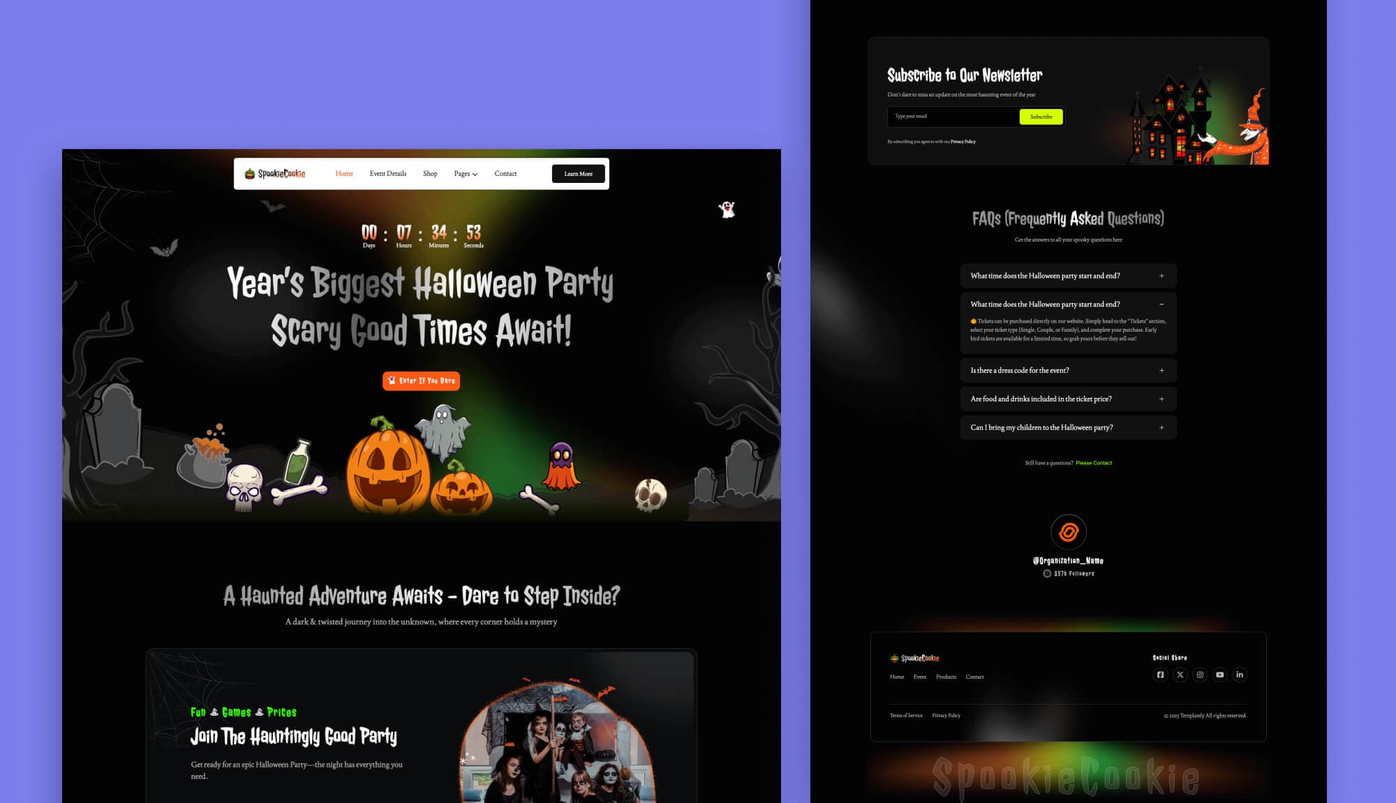 SpookieCookie - Halloween Party Template for Gutenberg Banner By Templately