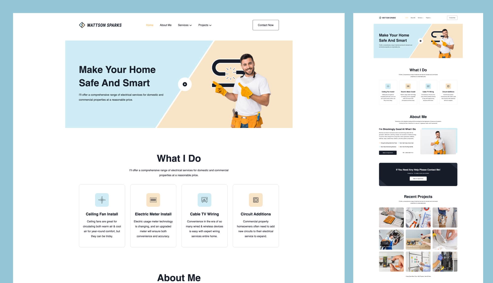 Wattson Sparks - Electrician Website For Gutenberg Banner