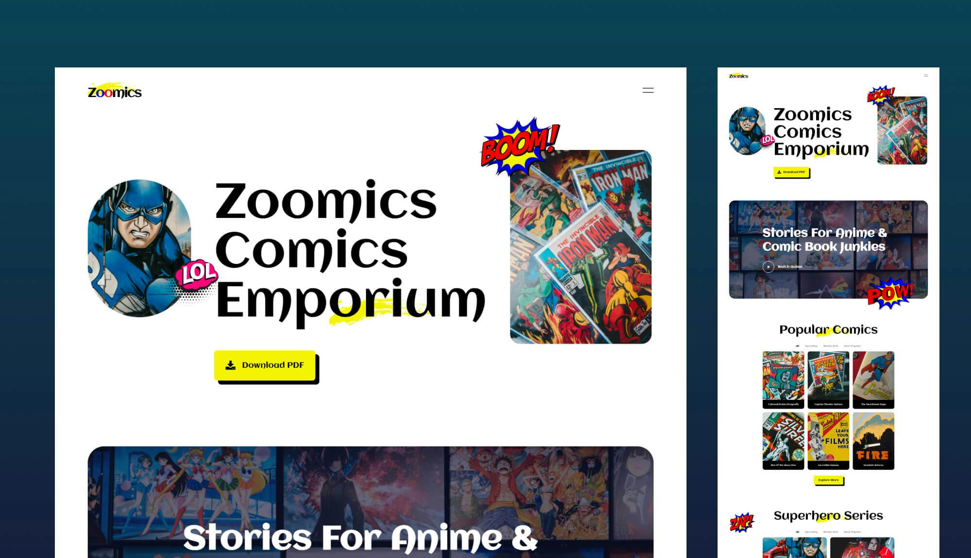Zoomics - Comics And Anime Website Banner
