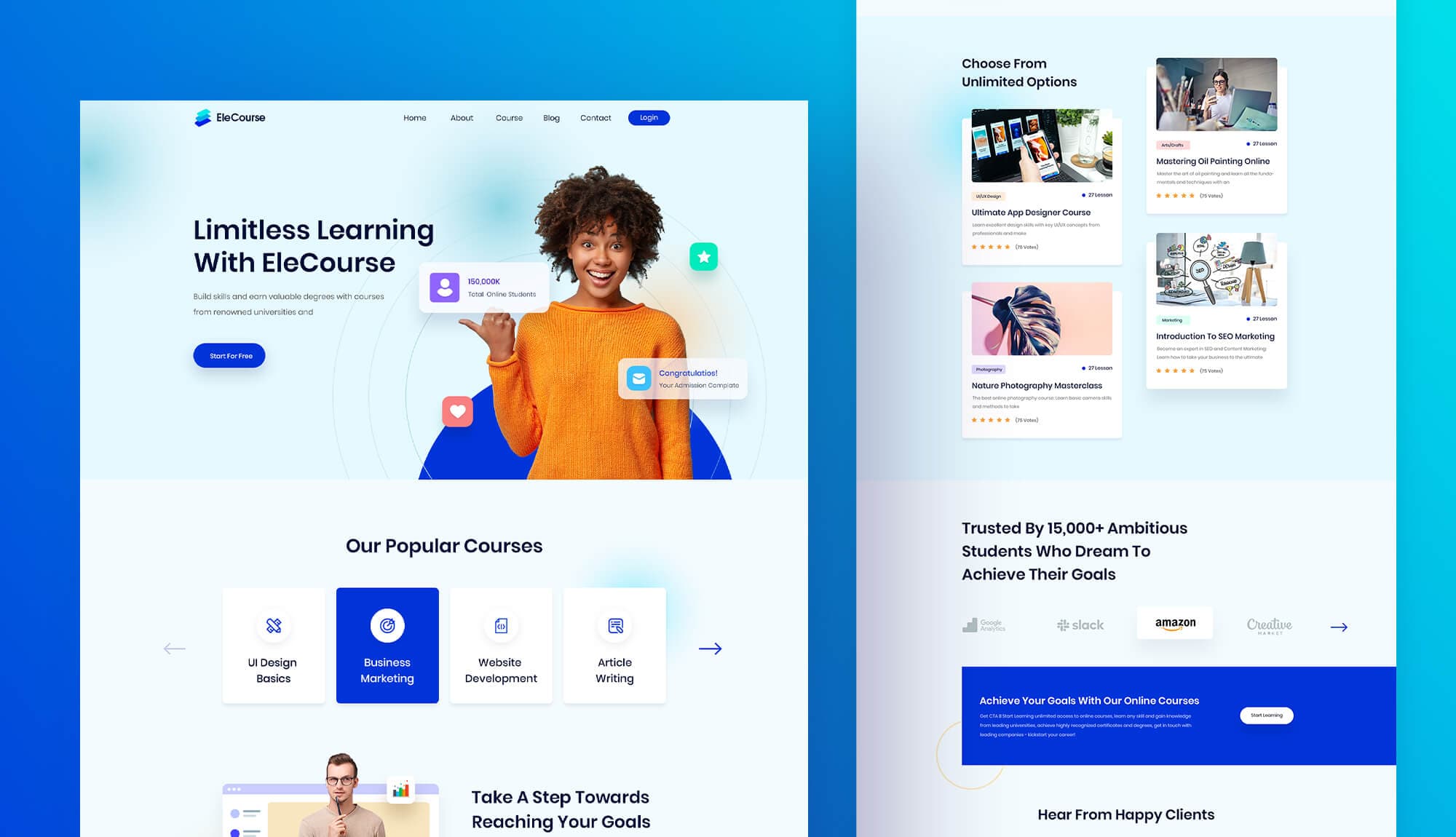 EleCourse - Online Course Website Template Banner