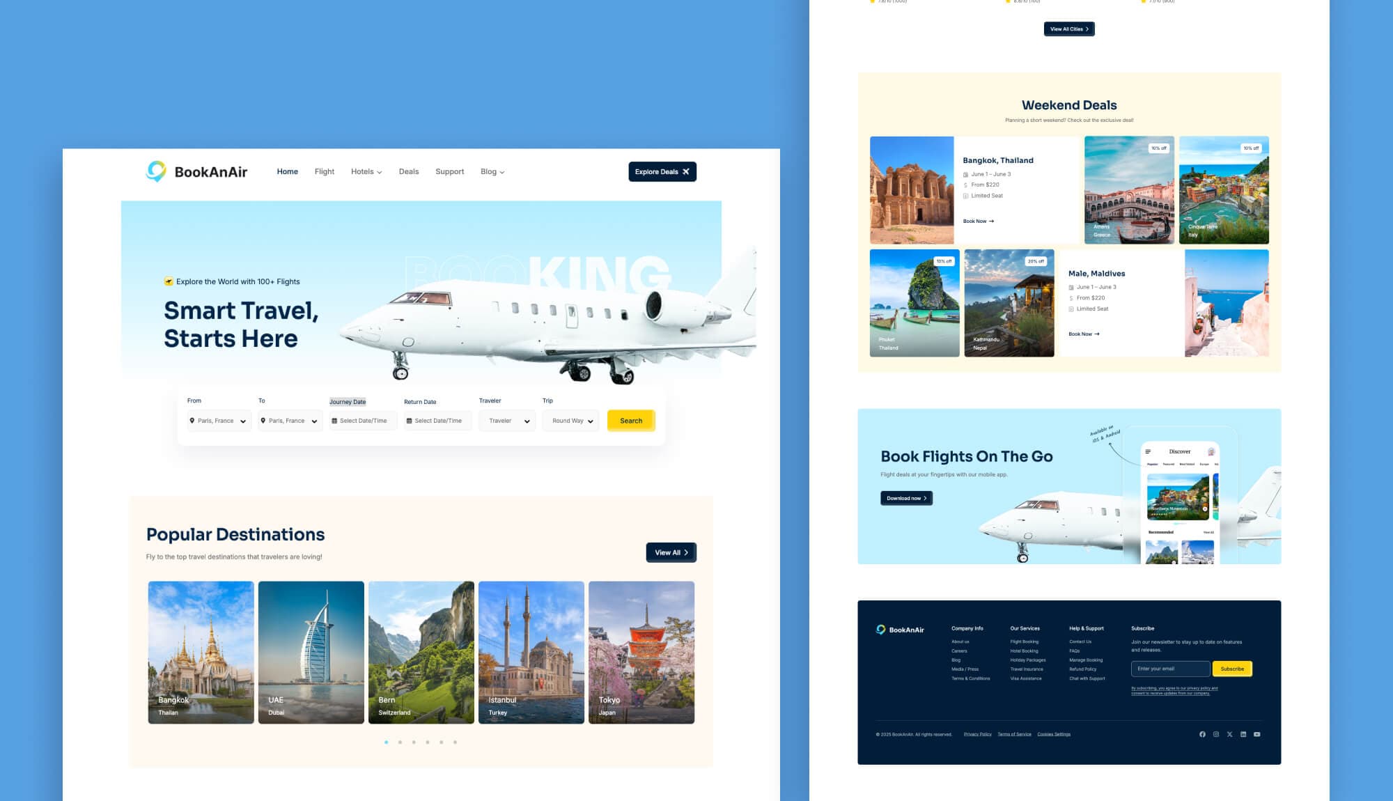 BookAnAir - Flight Booking Website Template for Gutenberg Banner