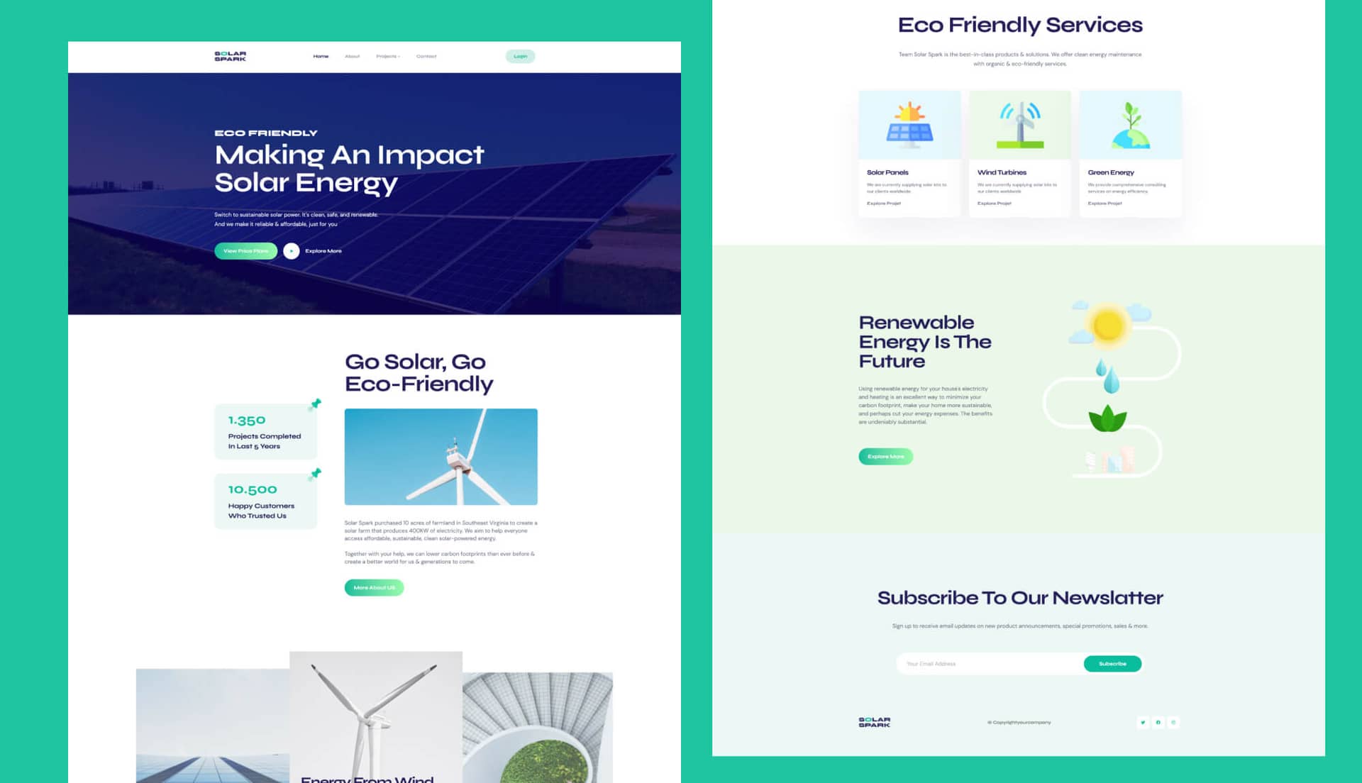 Solar Spark - Solar & Green Energy Service Website Banner By Templately