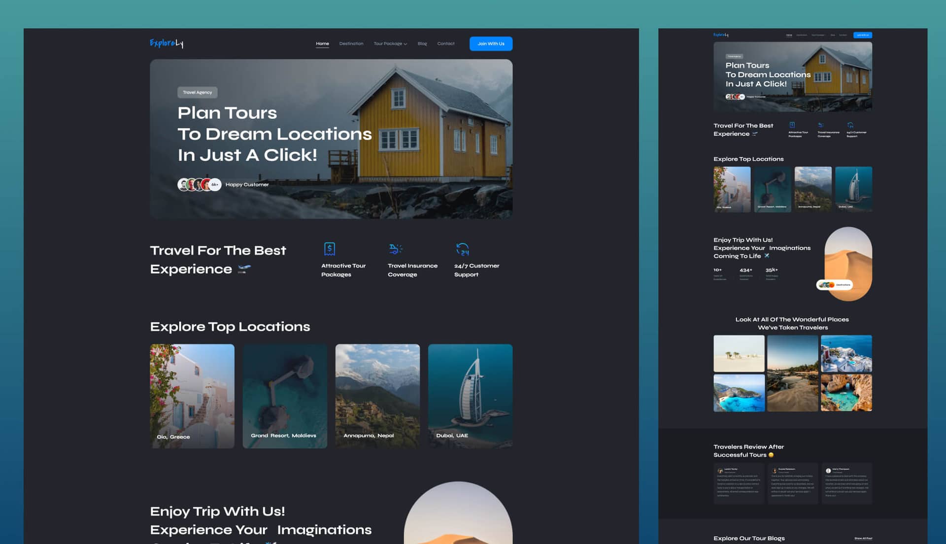 ExploreLy - Travel Agency Website For Elementor Banner By Templately