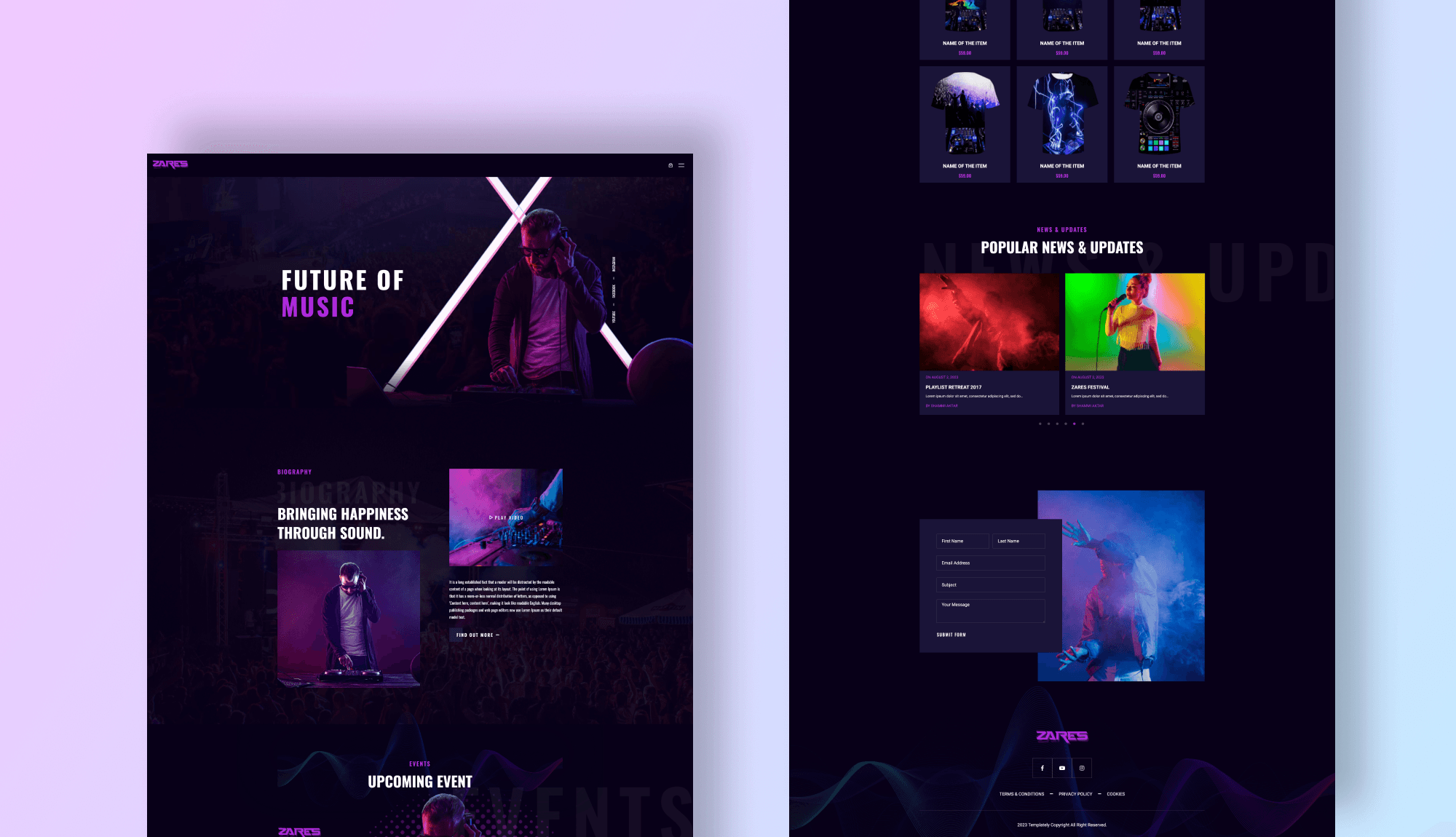 Zares - Music Website Template For Gutenberg Banner