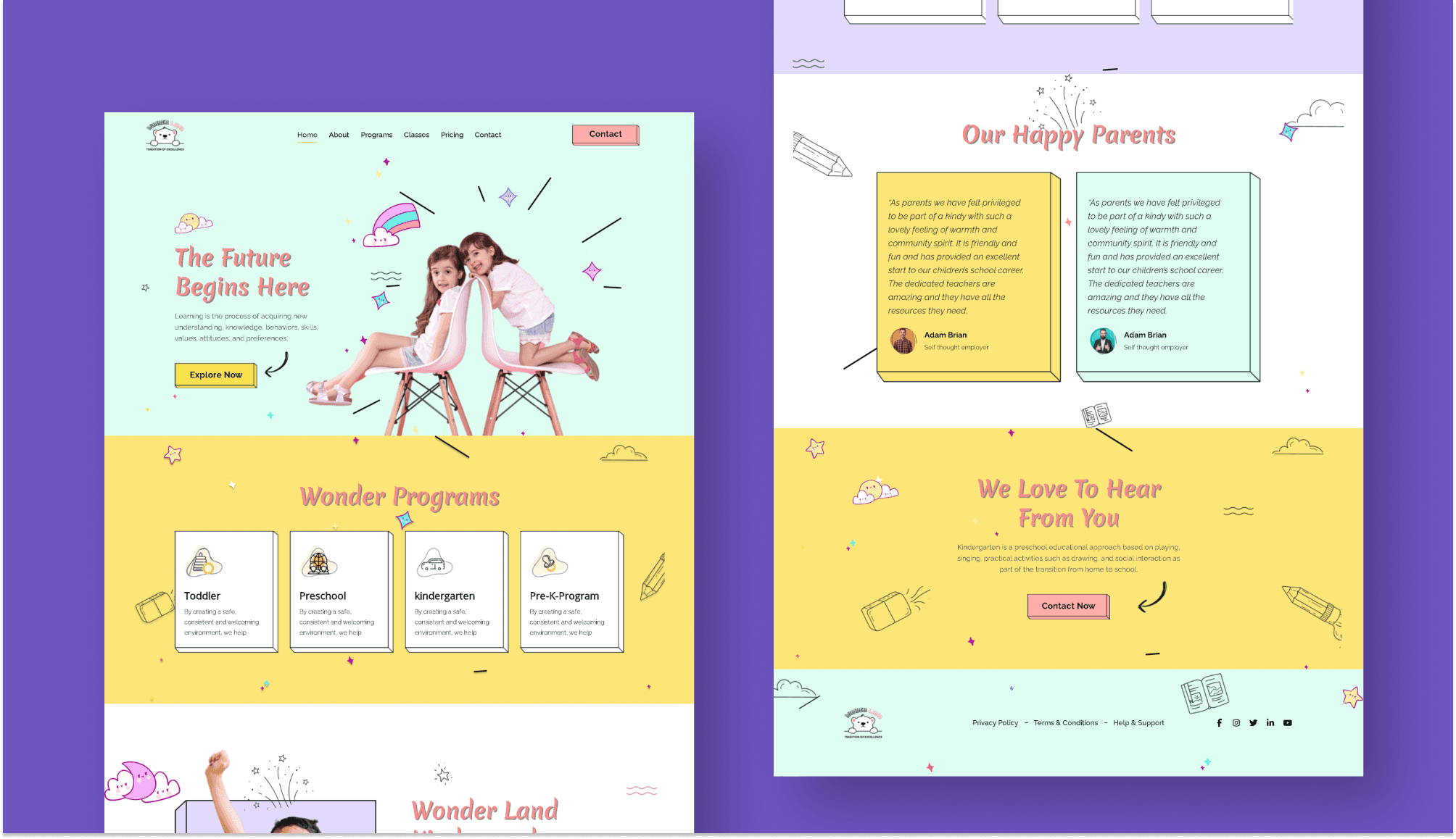 Wonderland - Kindergarten School Website Template For Gutenberg Banner