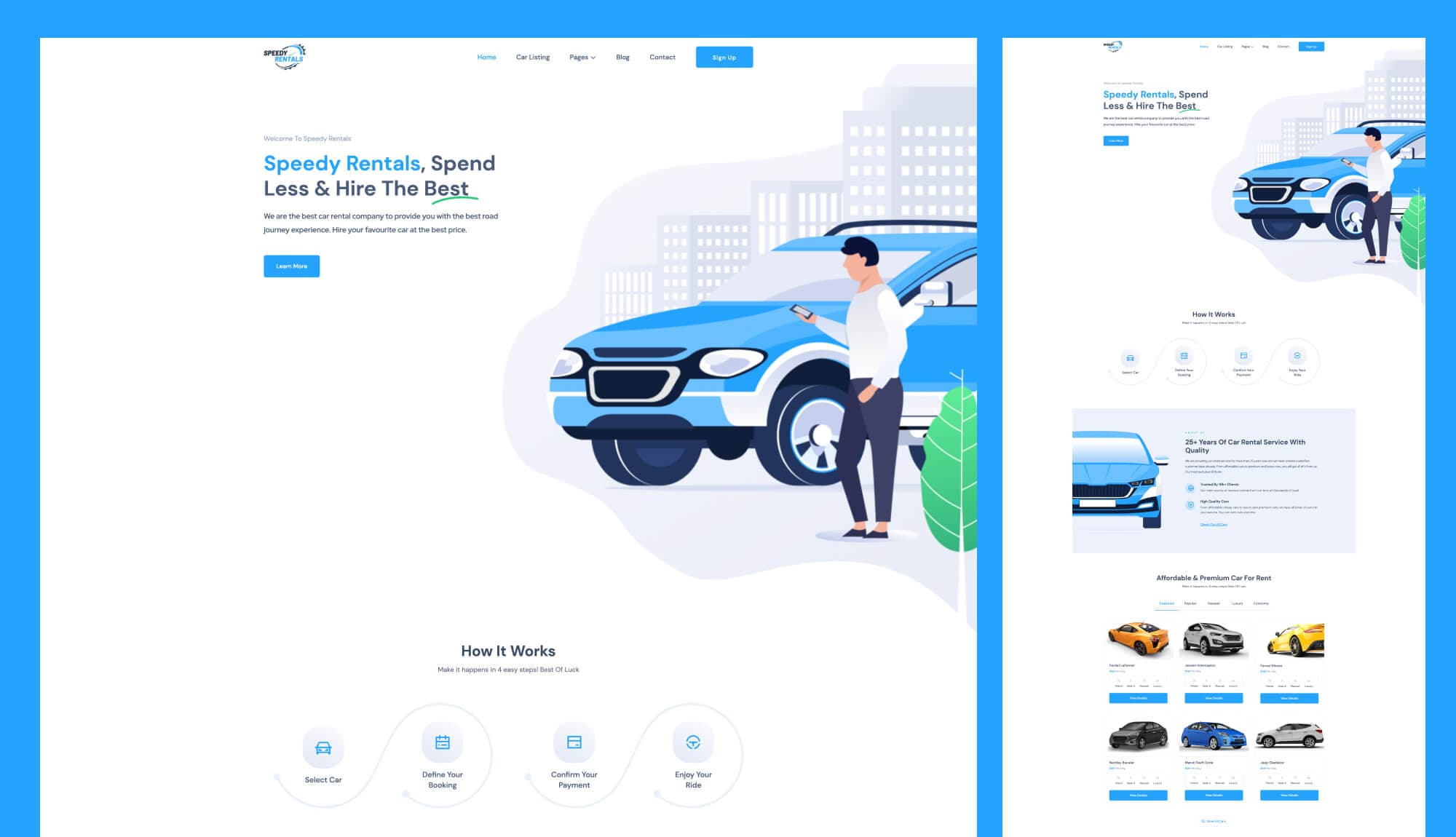 Speedy Rentals - Car Rental Website For Gutenberg Banner