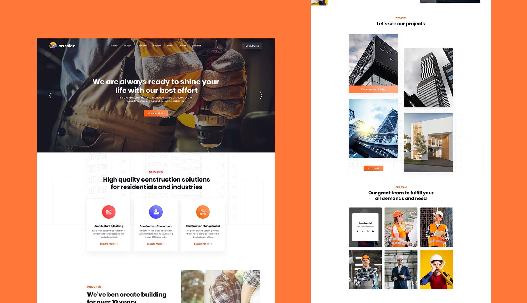 Artesian - Gutenberg Construction Website Template Banner