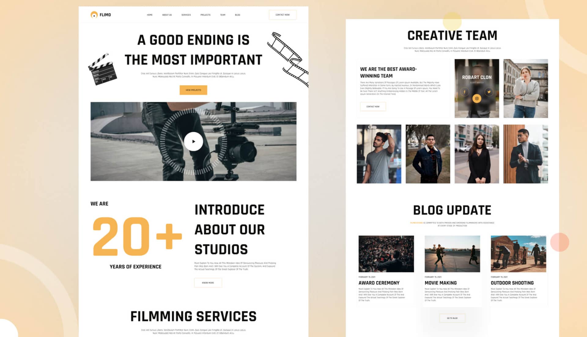 Flimo - Film Production House Website Template Banner By Templately