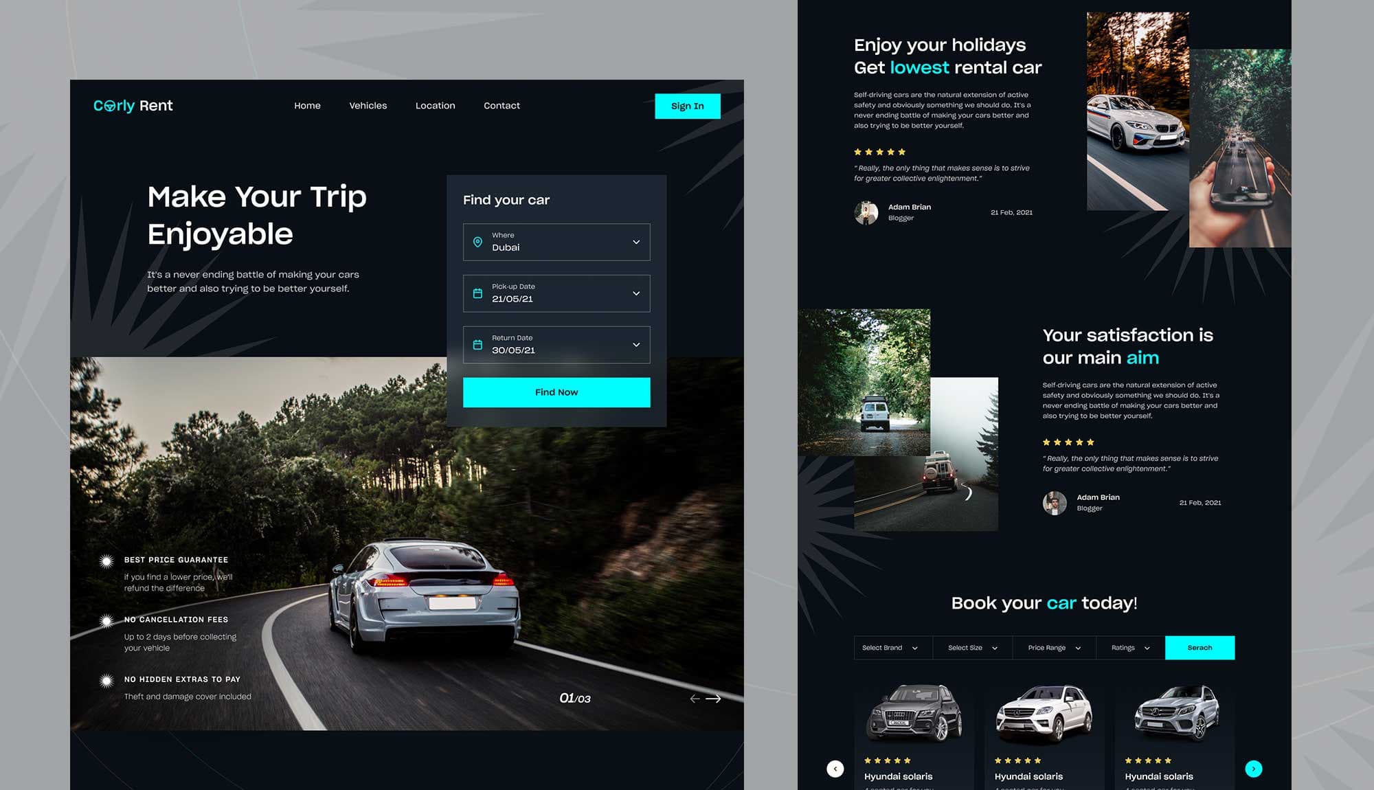 Carly - Car Rental Website Template Banner