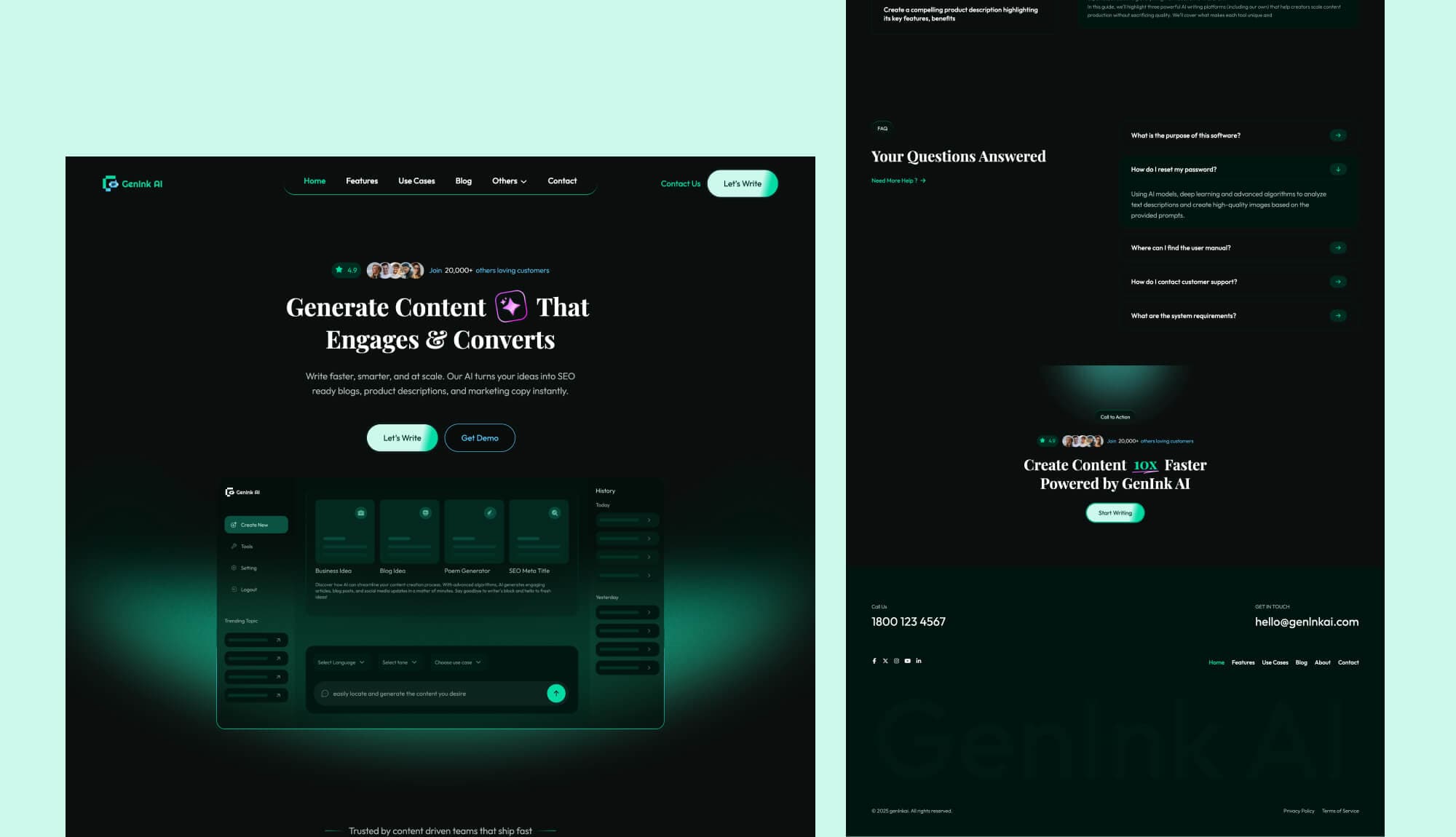 GenInk AI - AI Content Generation Template for Gutenberg Banner