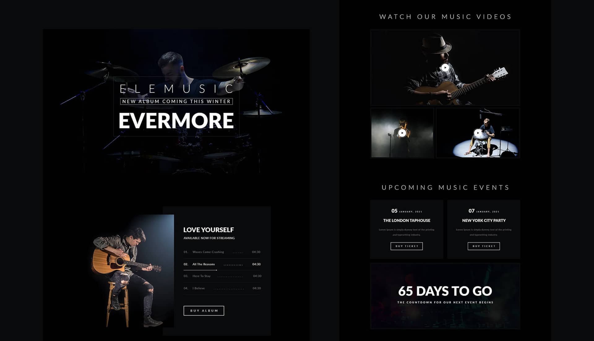EleMusic - Musician Personal Website Banner By Templately
