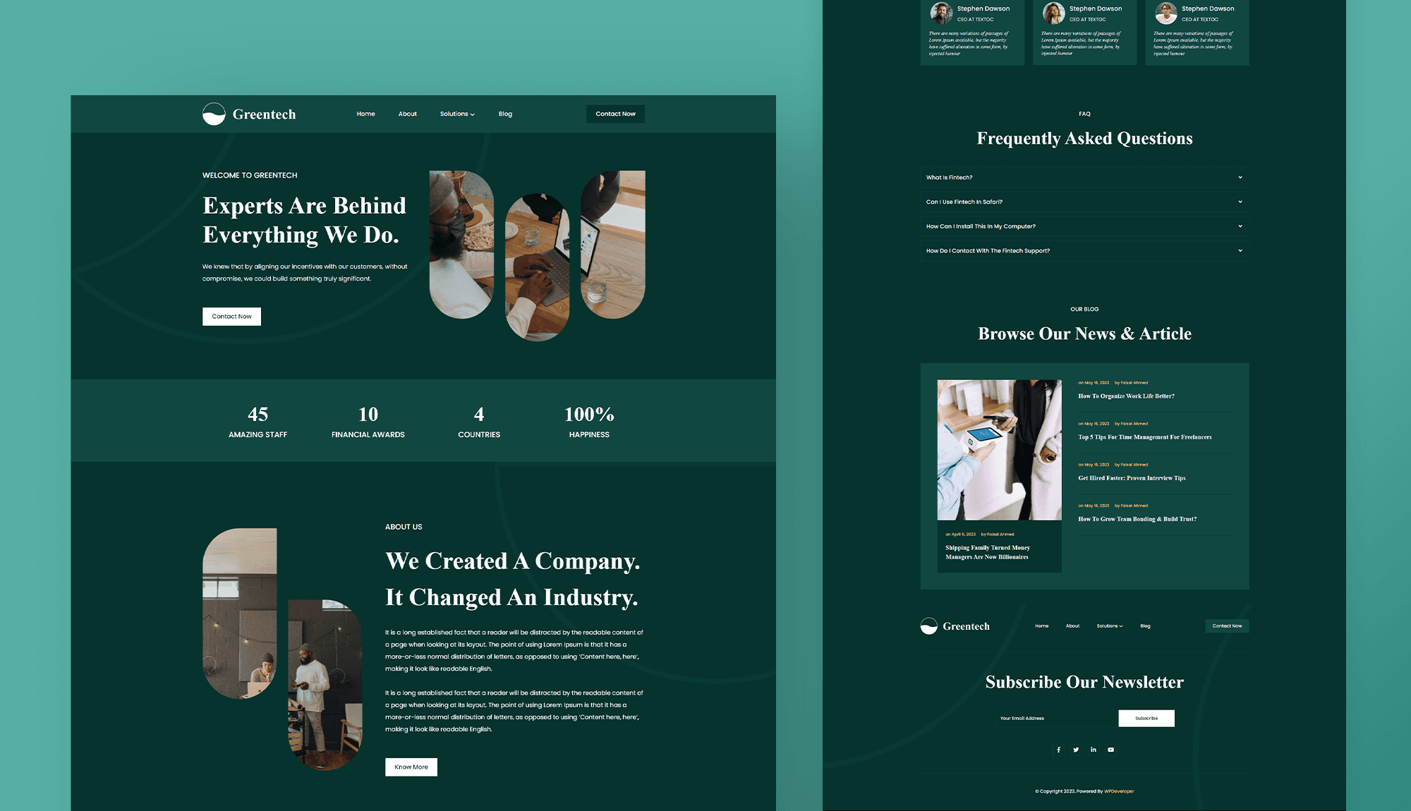 Greentech - Fintech Startup Template For Gutenberg Banner