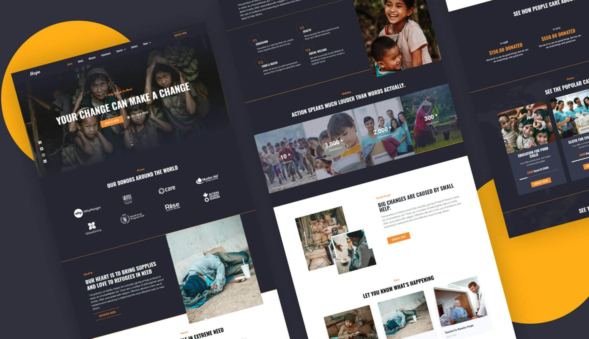 Hope - Charity / Non-profit Website Template for WordPress Banner
