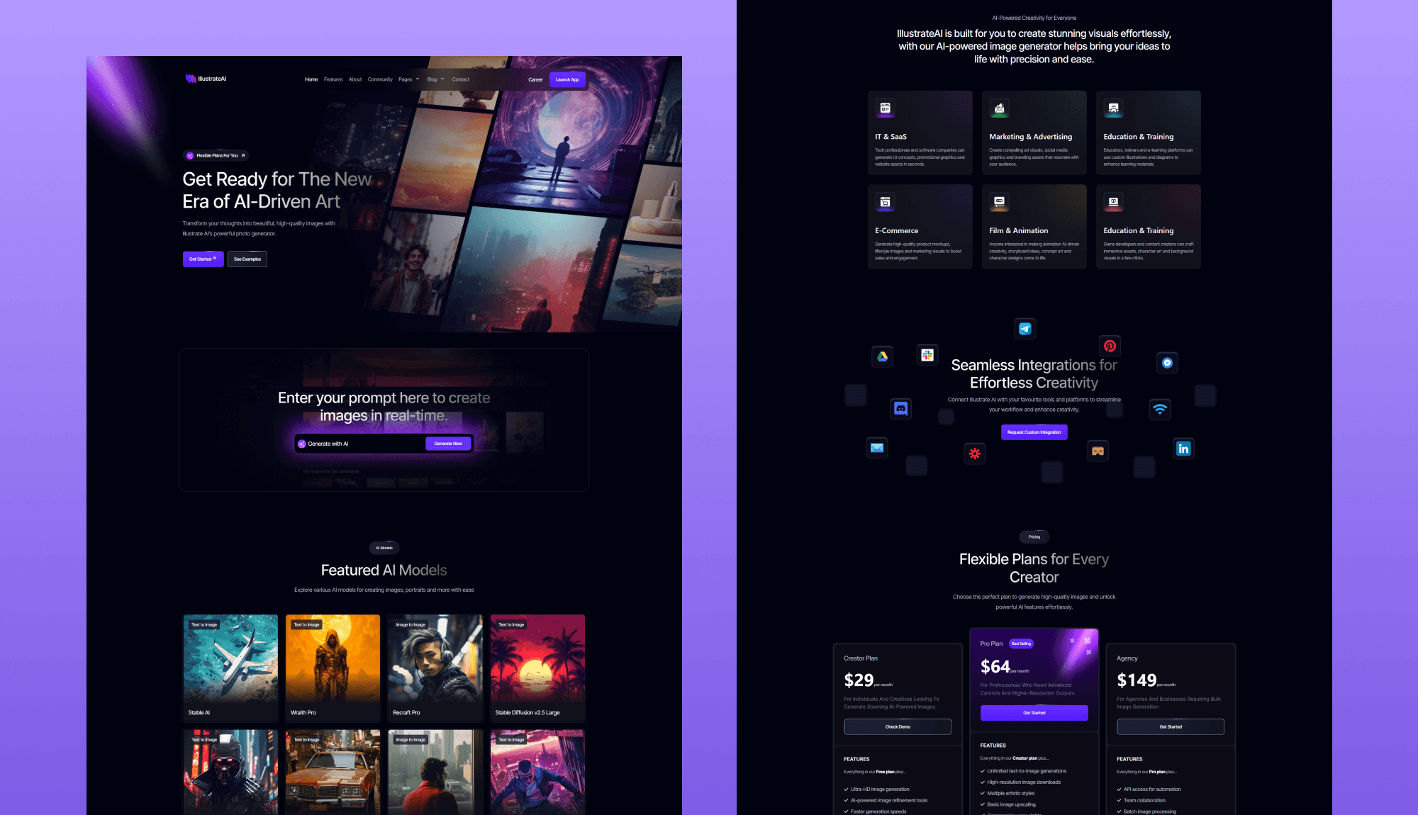 IllustrateAI - Elementor Template For AI Photo Creation Website Banner
