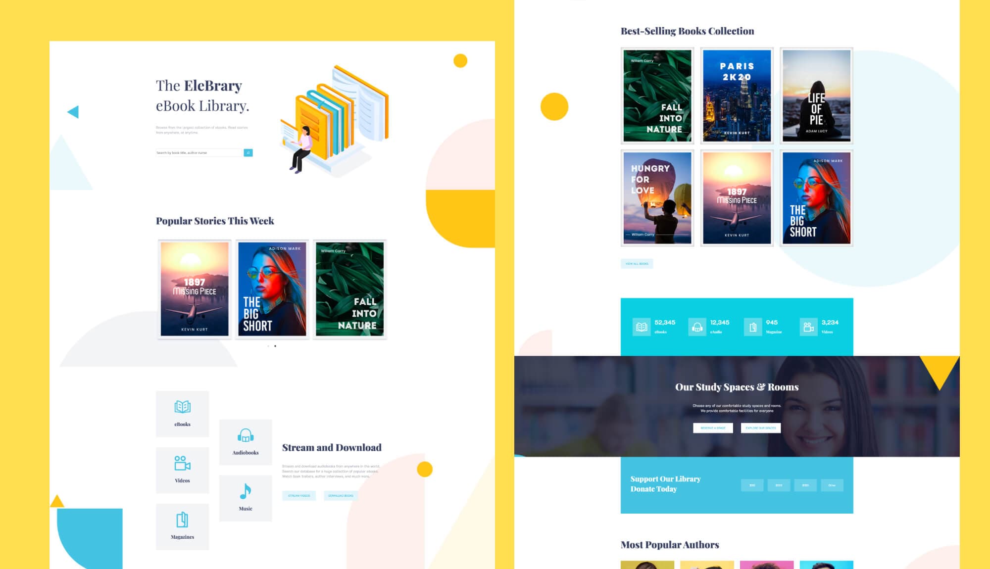 EleBrary - Library Website Template For Gutenberg Banner