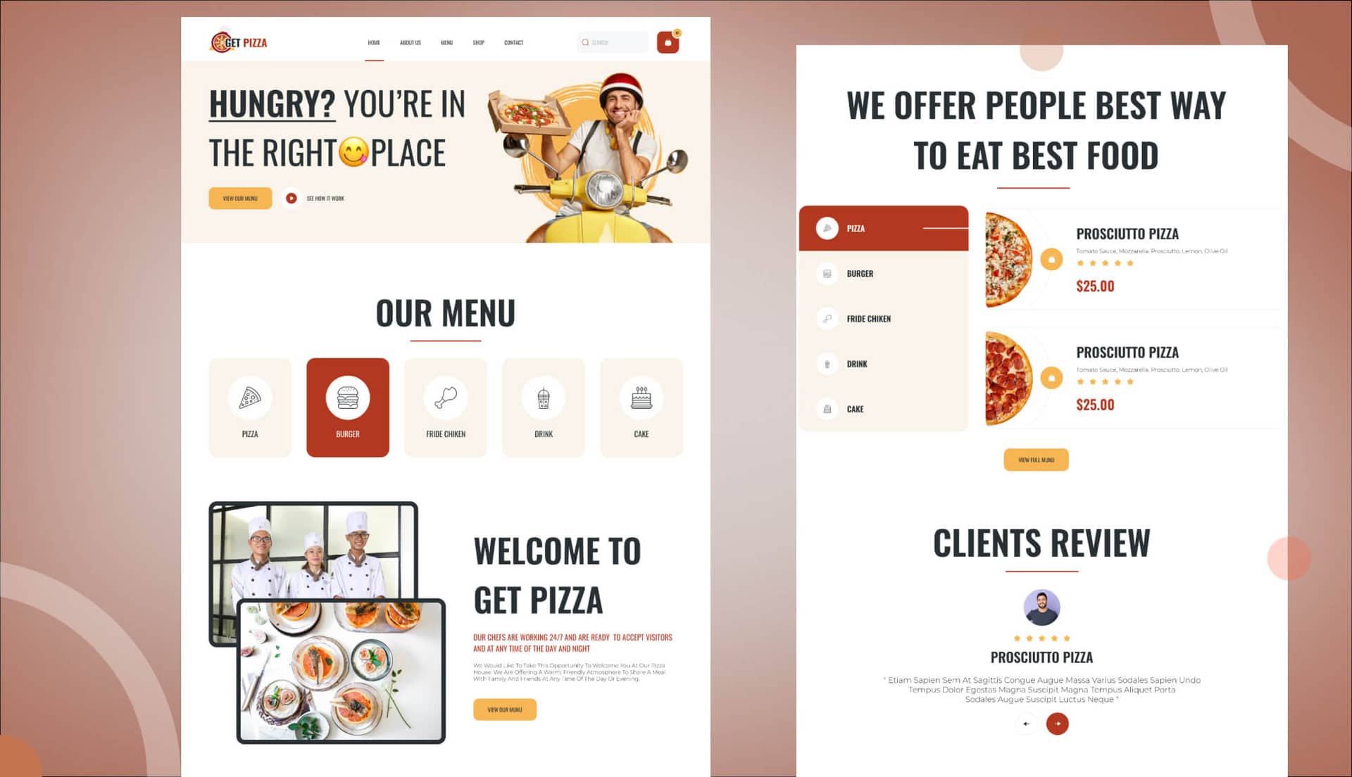 Get Pizza - Online Restaurant Website Template Banner By Templately